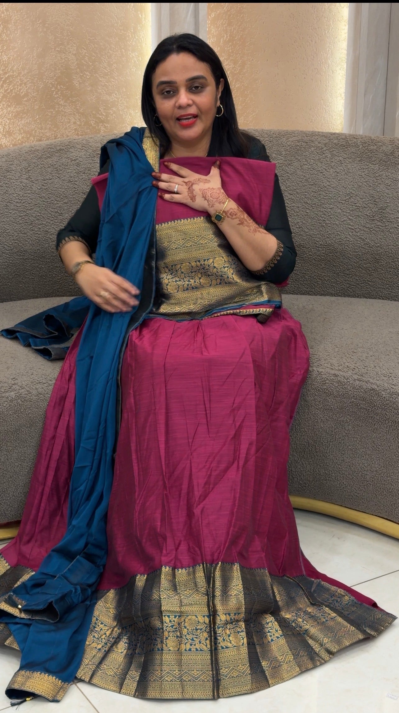 SEMI STITCHED DHAVANI SETS - IHA 33021