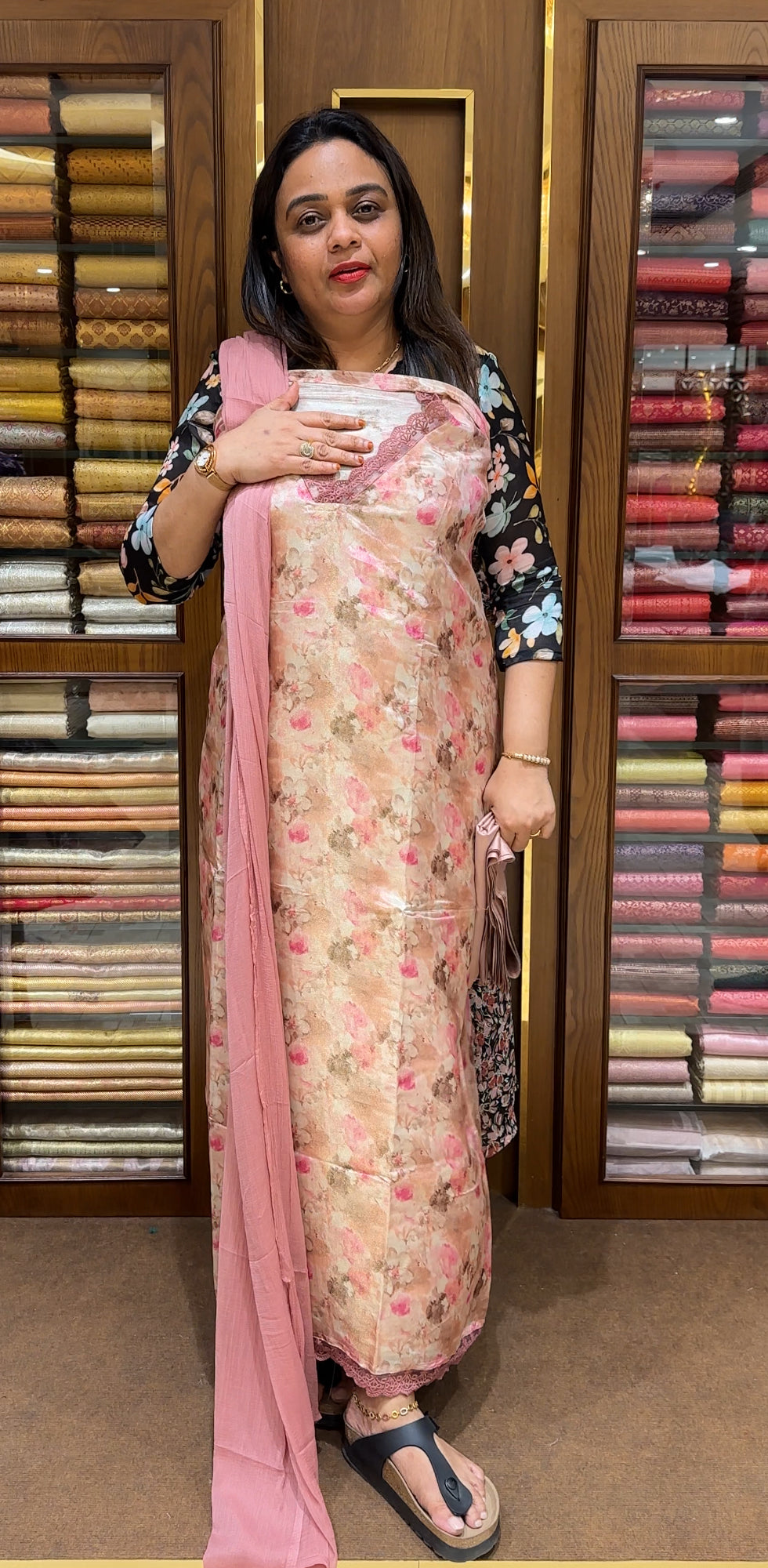 PRINTED TISSUE UNSTITCHED SALWAR SUITS - IHA 22641