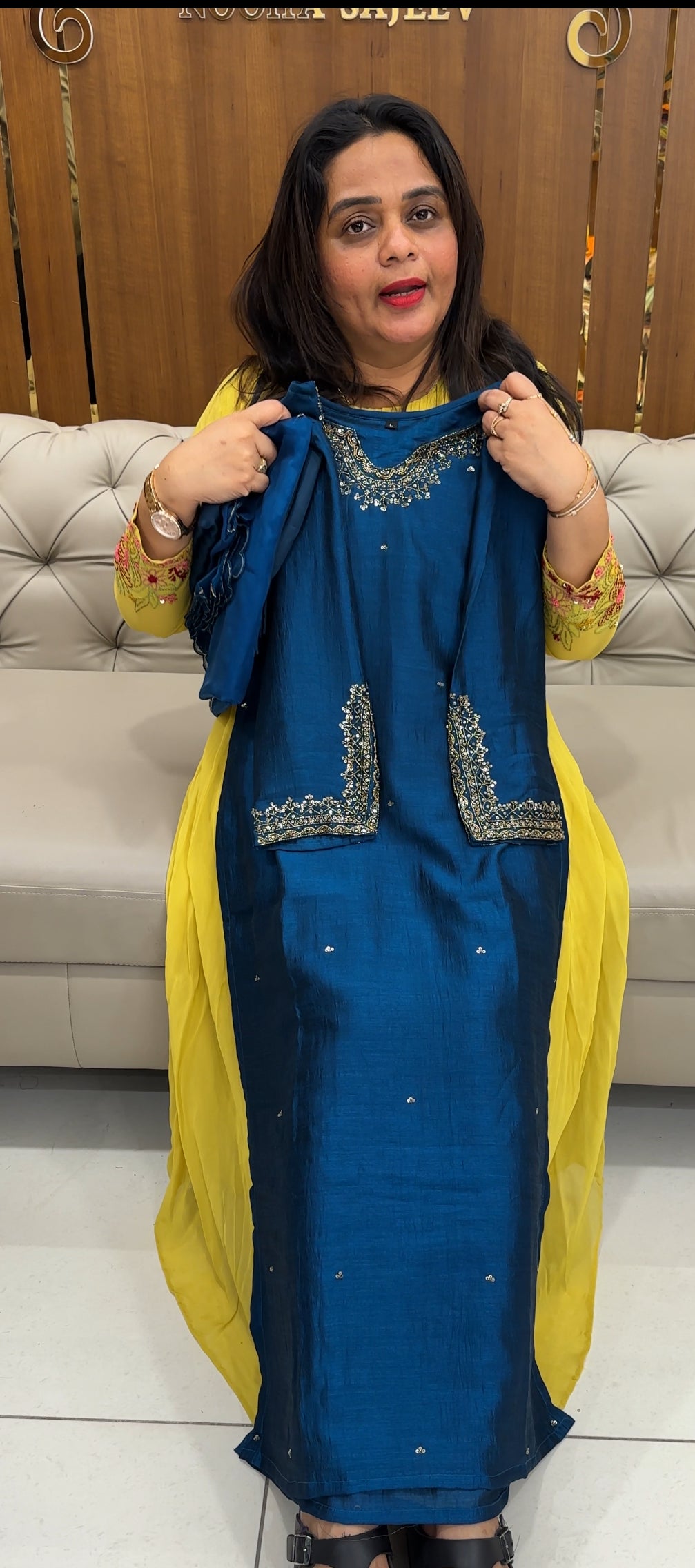 SEMI RAW SILK TOP,BOTTOM AND DUPATTA - IHA 26036