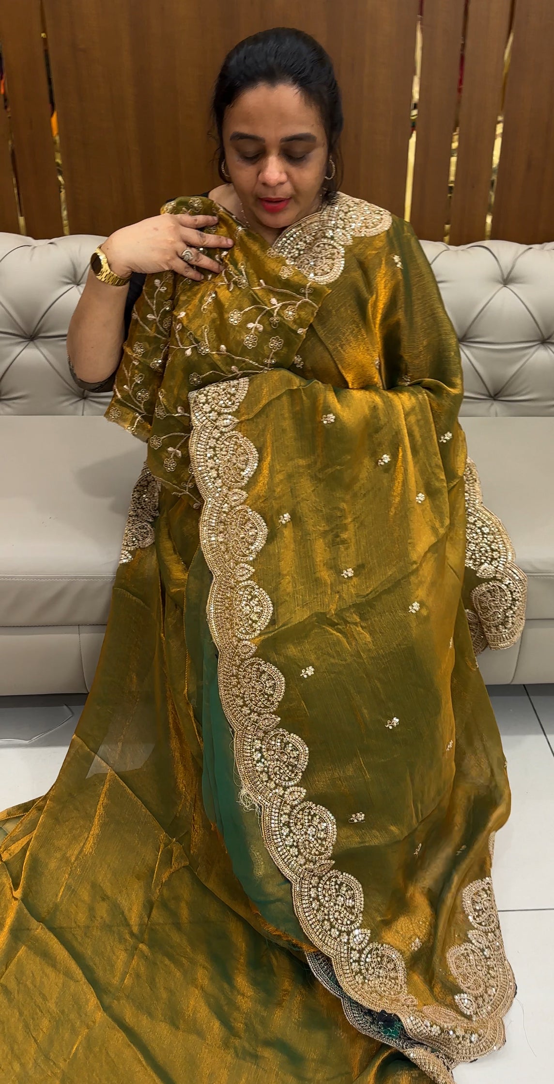 FORWARD VELVET ORGANZA SAREES - IHA 26750