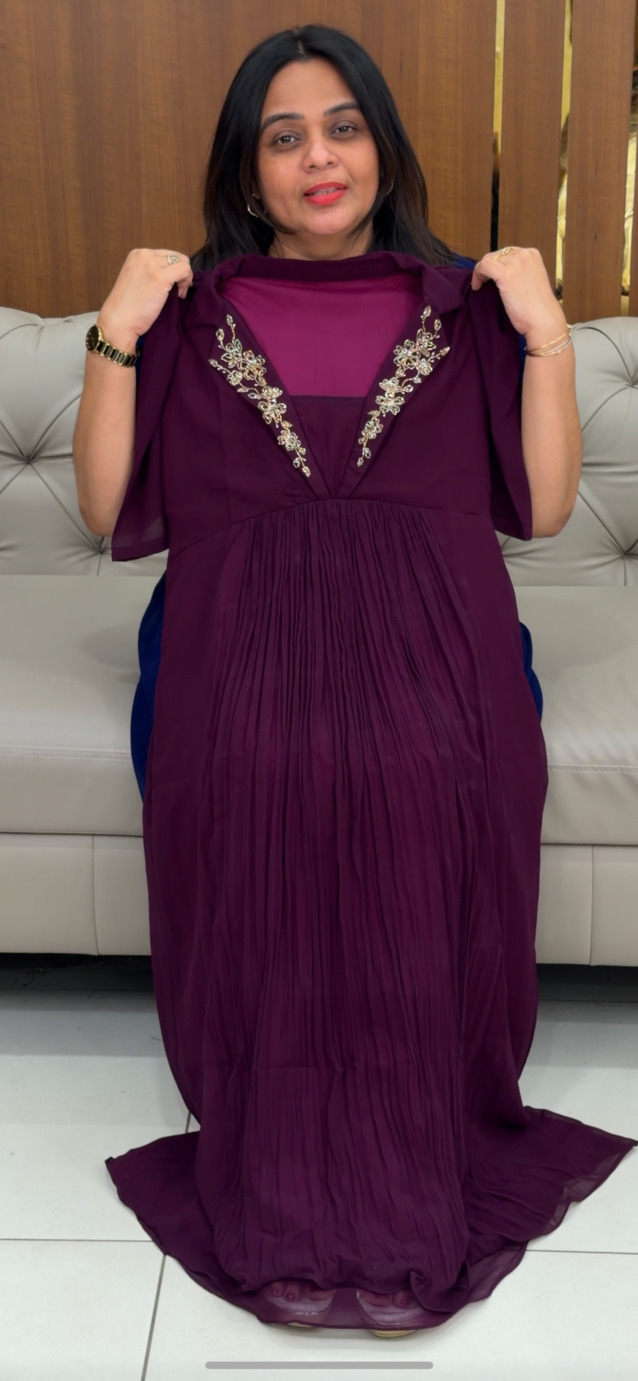 IHA'S IN-HOUSE FAUX GEORGETTE LONG A-LINE TOPS - IHA 29105