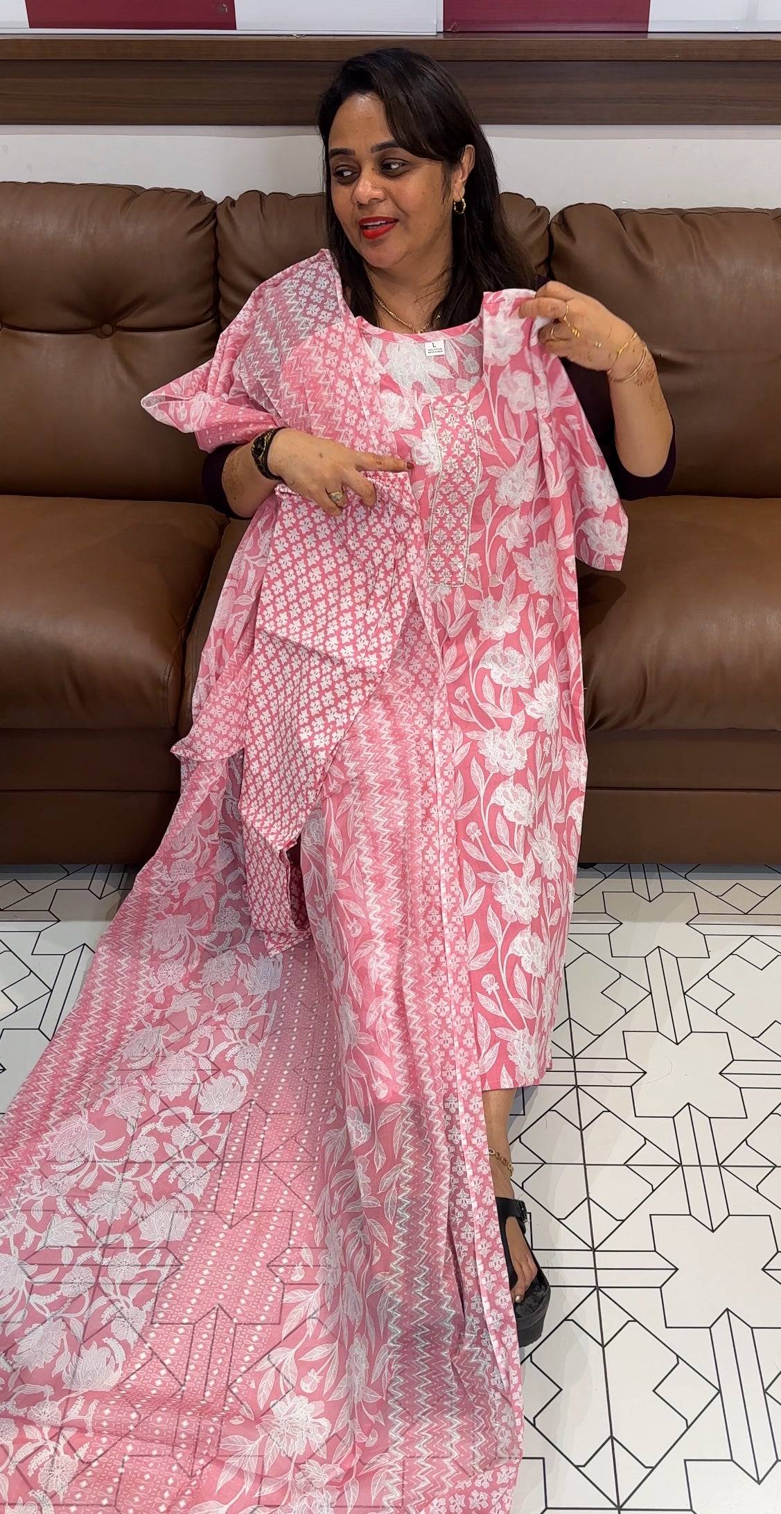 LONG SLITTED TOP BOTTOM AND DUPATTA - IHA 25180
