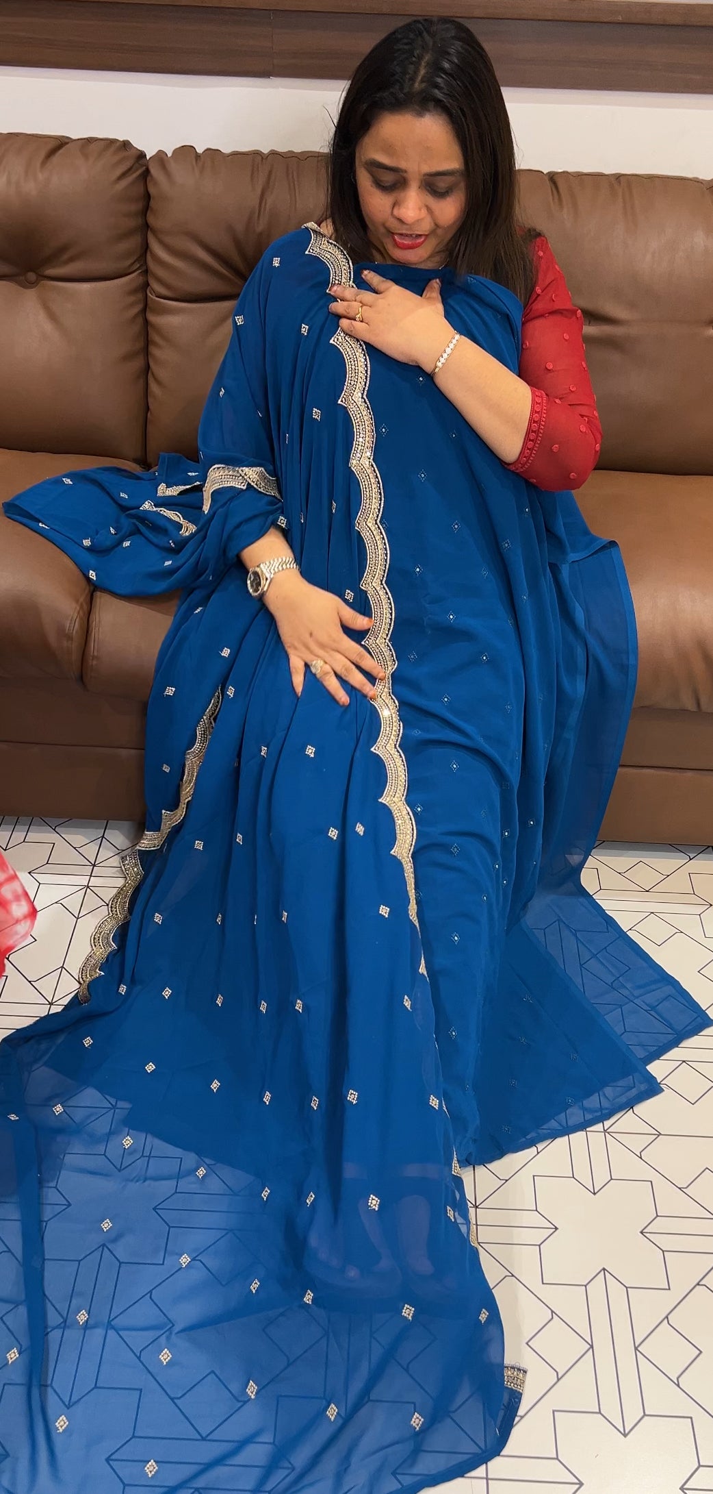 FAUX GEORGETTE UNSTITCHED SALWAR SUITS - IHA 24382