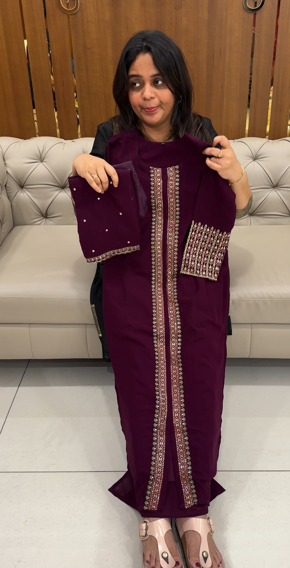 FAUX GEORGETTE TOP,BOTTOM AND DUPATTA - IHA 26711
