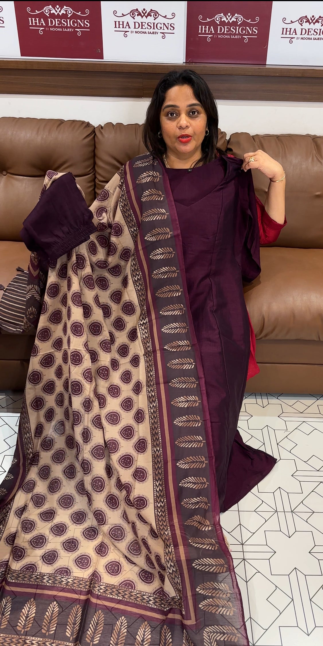 SEMI RAW SILK TOP,BOTTOM AND DUPATTA - IHA 25506