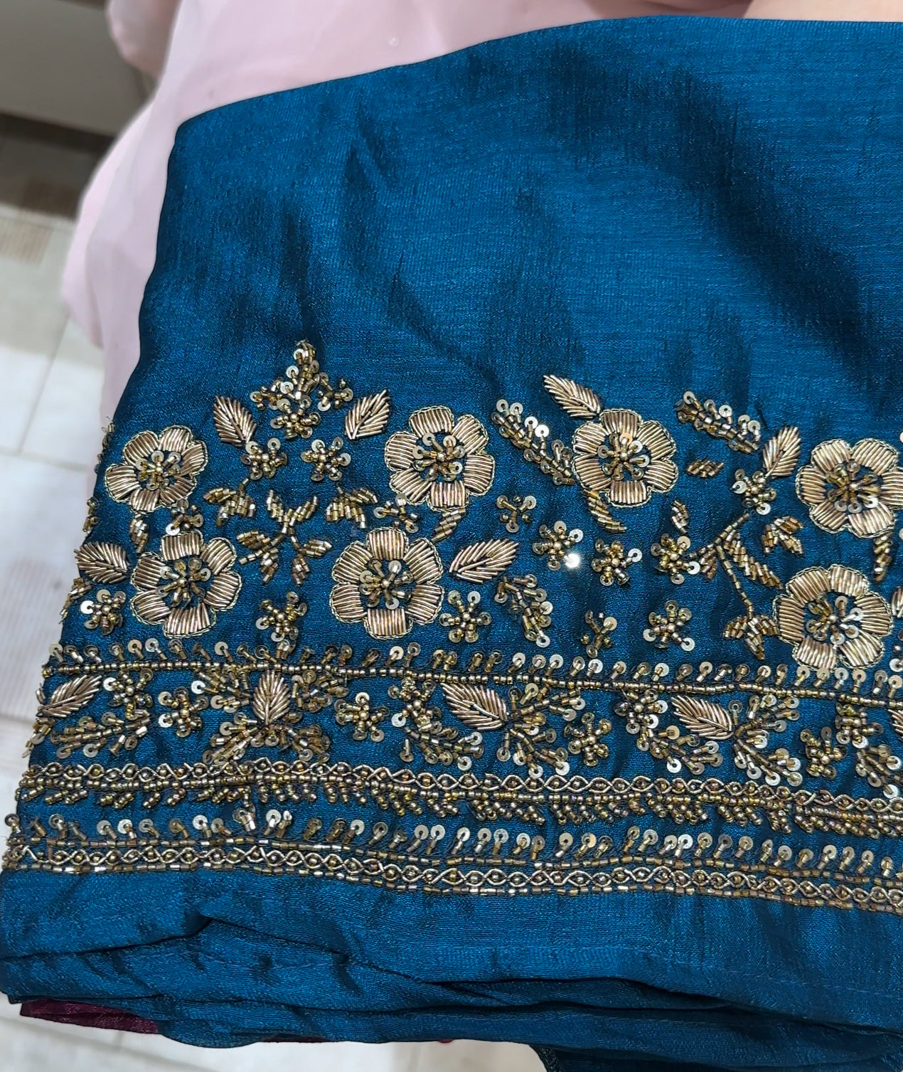 HAND WORKED BLOUSE MATERIAL - IHA 21309