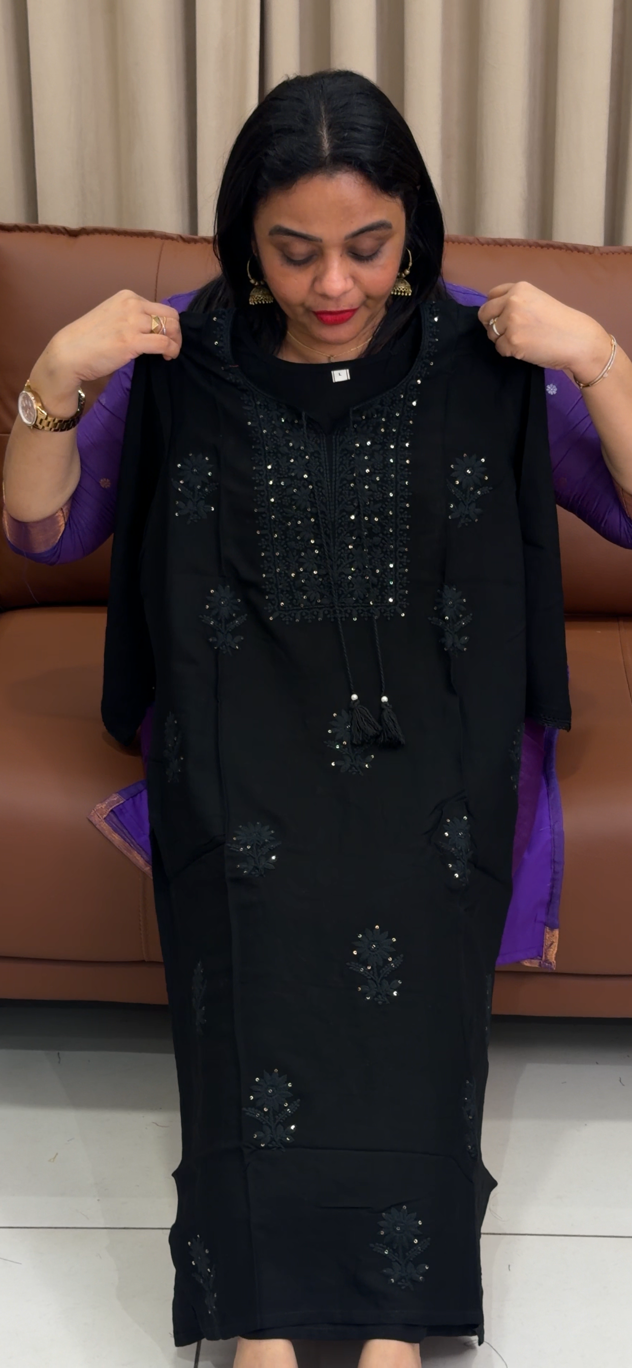 VISCOSE RAYON CHIKANKARI TOPS - IHA 33987
