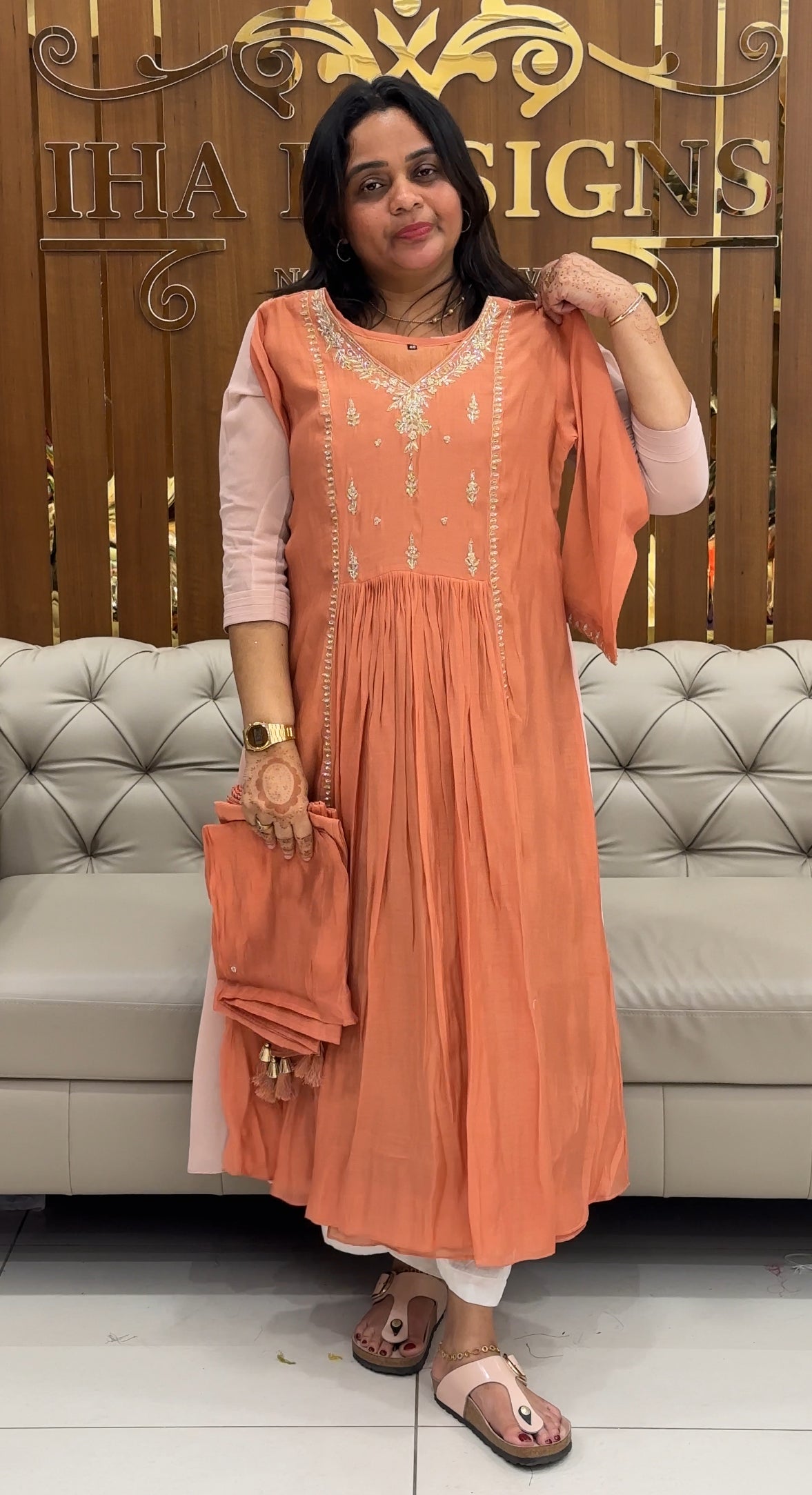 MUL CHANDERI TOP, BOTTOM AND DUPATTA - IHA 27495