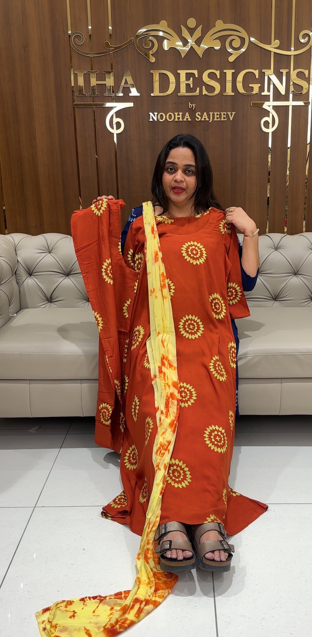 BATIK PRINTED RAYON TOP,BOTTOM AND DUPATTA - IHA 28993