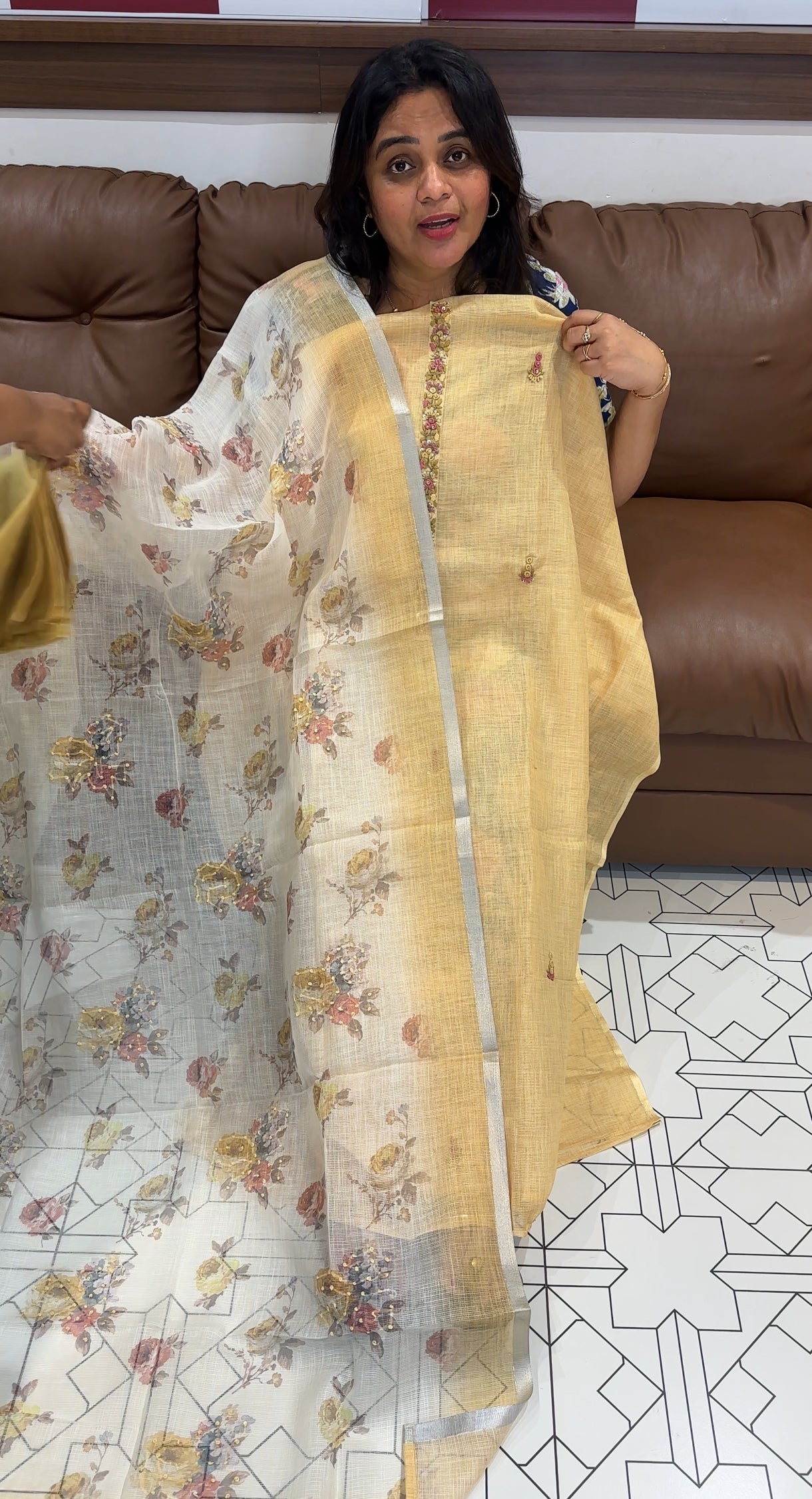 LINEN UNSTITCHED SALWAR SUITS - IHA 26549