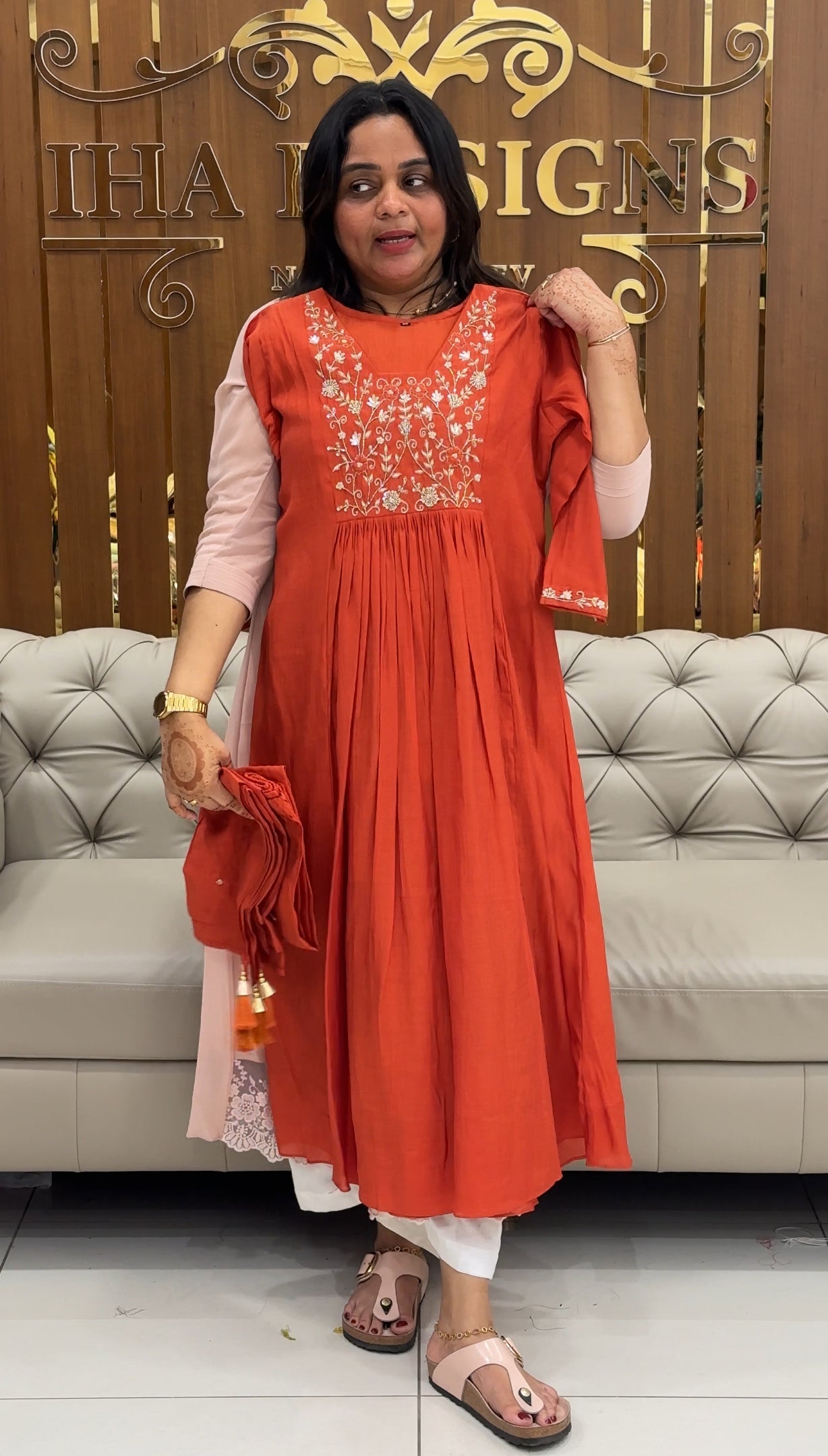 MUL CHANDERI TOP, BOTTOM AND DUPATTA - IHA 27478