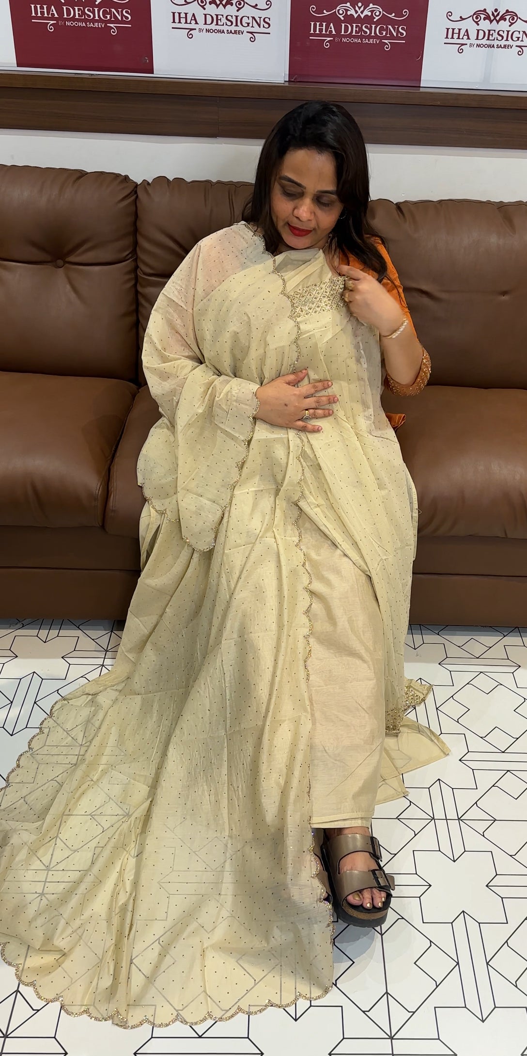HAND WORKED CHADERI UNSTITCHED SALWAR SUITS - IHA 25495