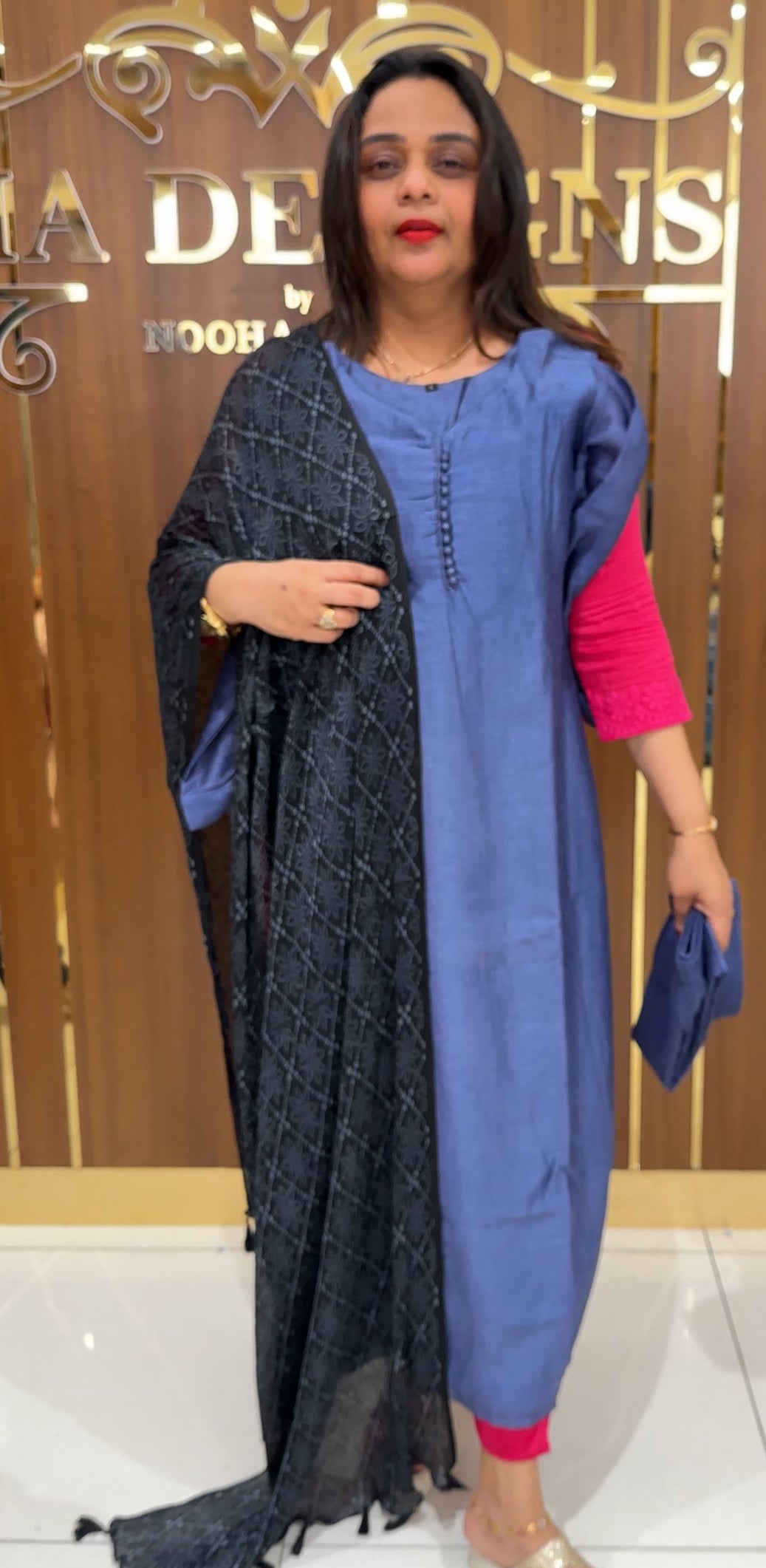 SEMI RAW SILK TOP , BOTTOM AND DUPATTA - IHA 23699