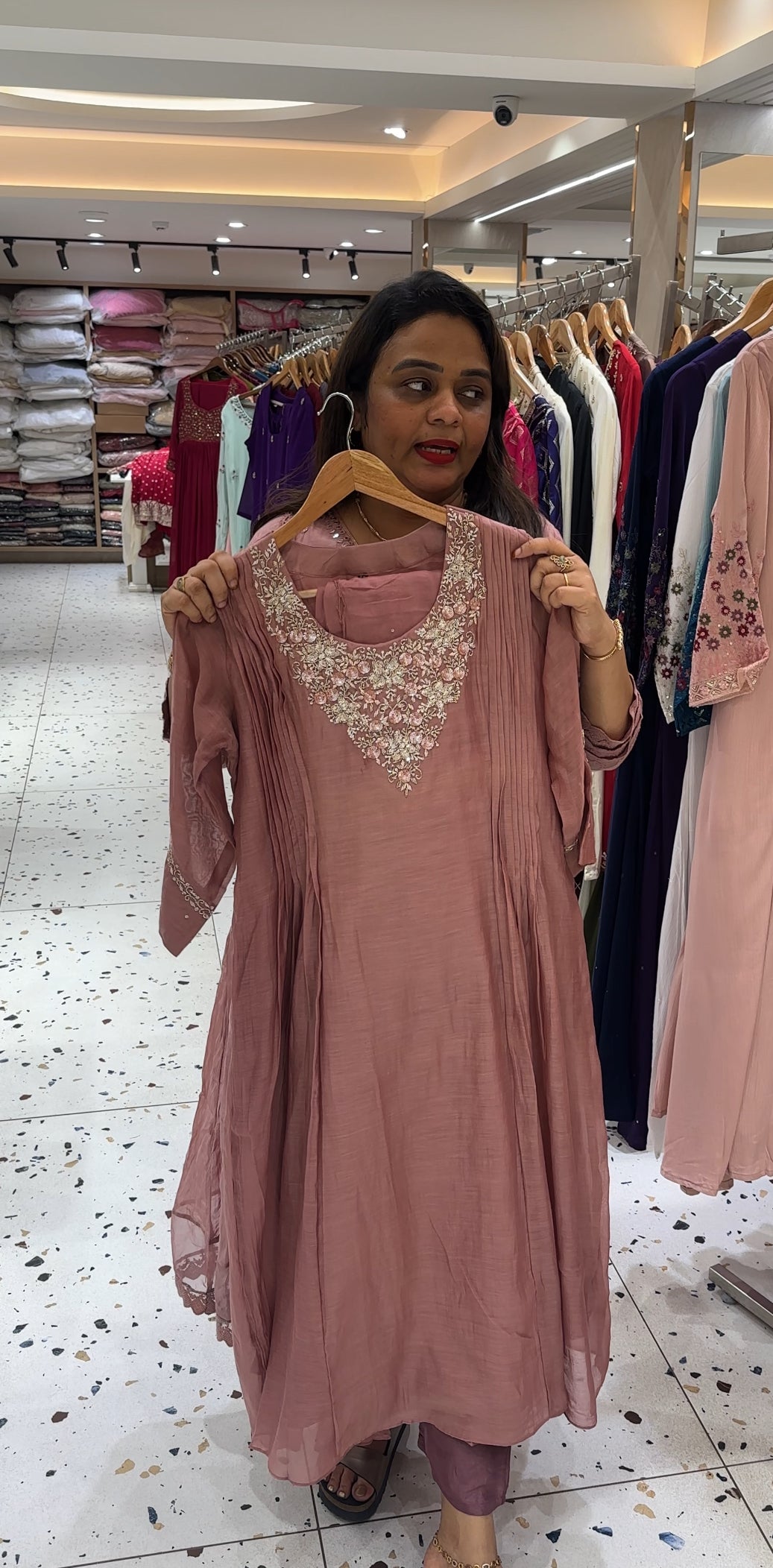 HAND WORKED CHANDERI TOP,BOTTOM AND DUPATTA - IHA 23581