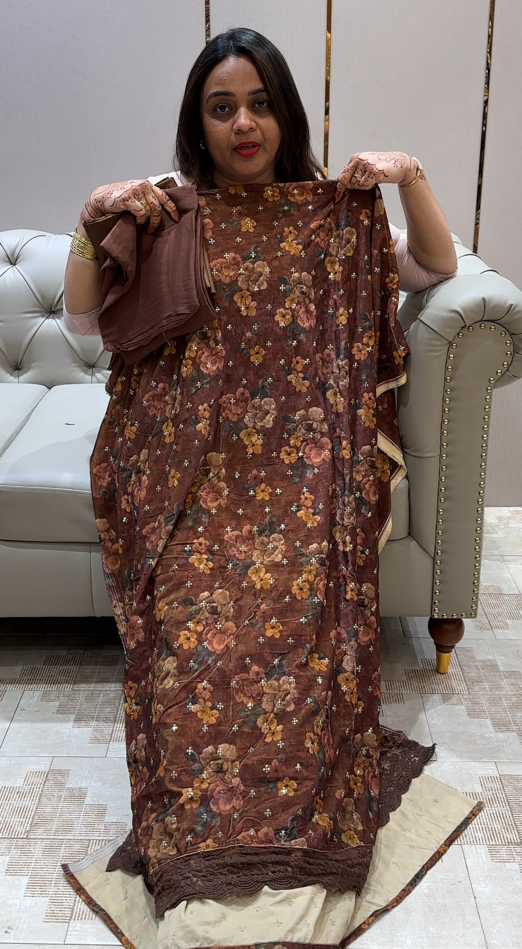 PRINTED VELVET UNSTITCHED SALWAR SUITS - IHA 21972