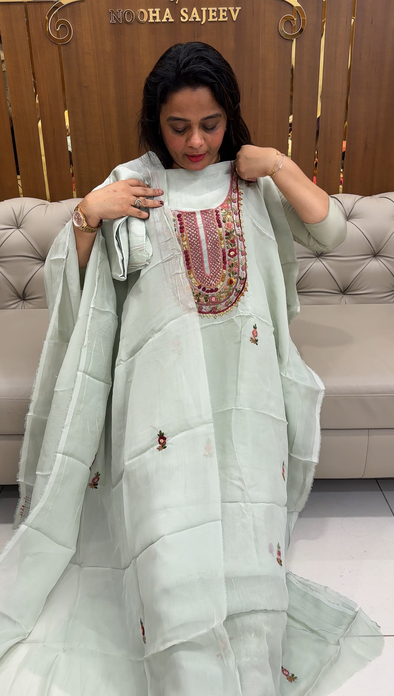 VISCOSE ORGANZA UNSTITCHED SALWAR SUITS - IHA 25759