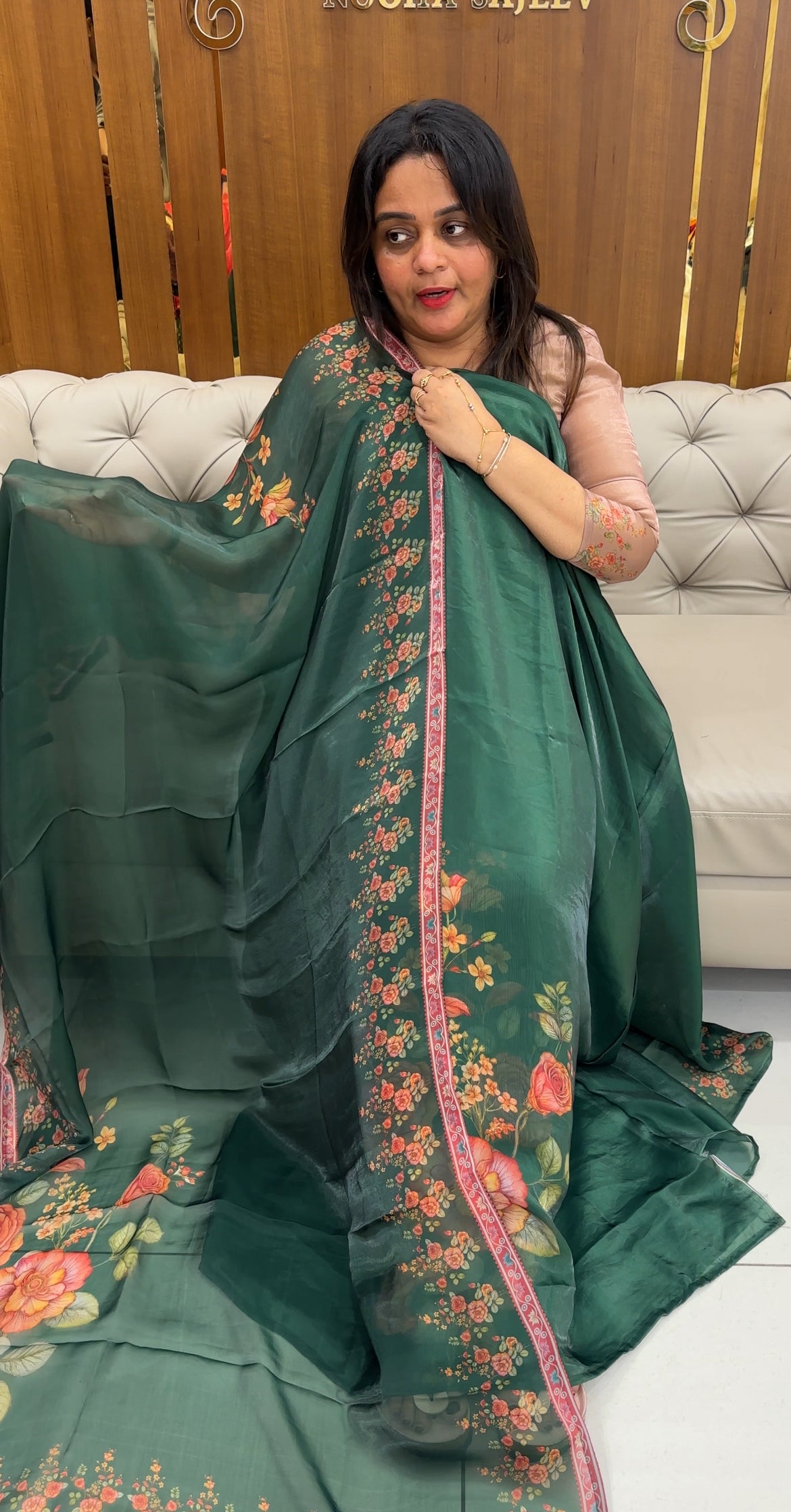 FORWARD VELVET ORGANZA TOP,BOTTOM AND DUPATTA - IHA 26806
