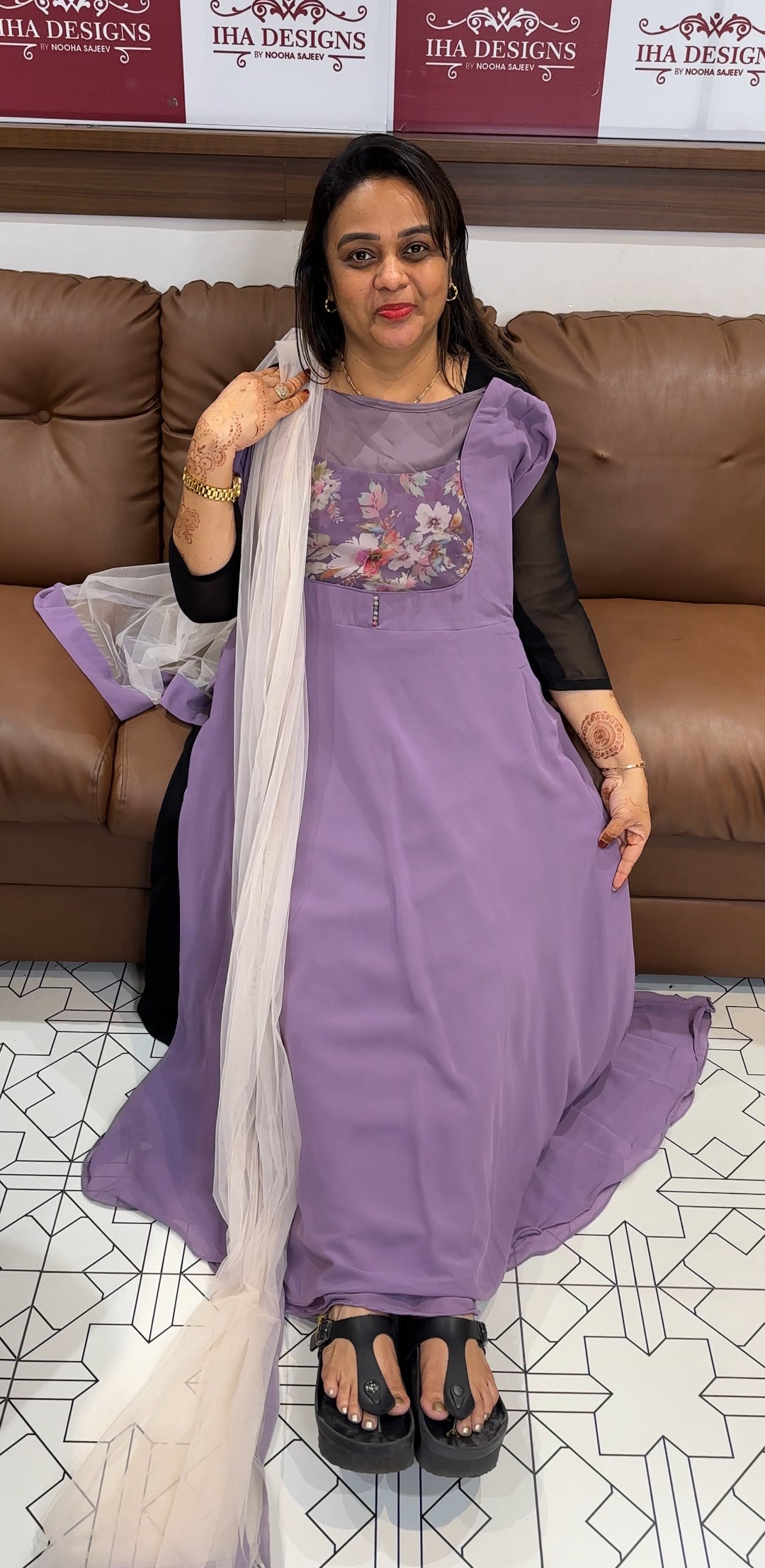 IHA'S IN-HOUSE GEORGETTE SLITTED TOP AND DUPATTA - IHA 26902