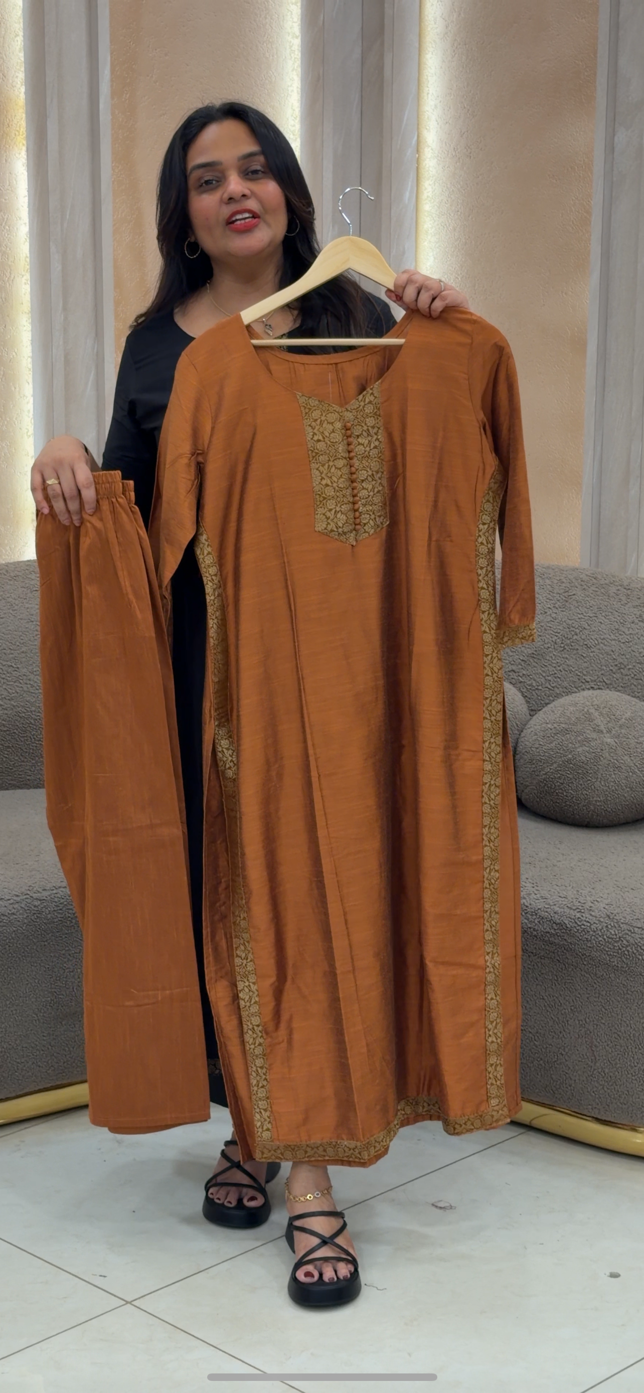 FORWARD SLUB SILK CO-ORDS SETS- - IHA 30584