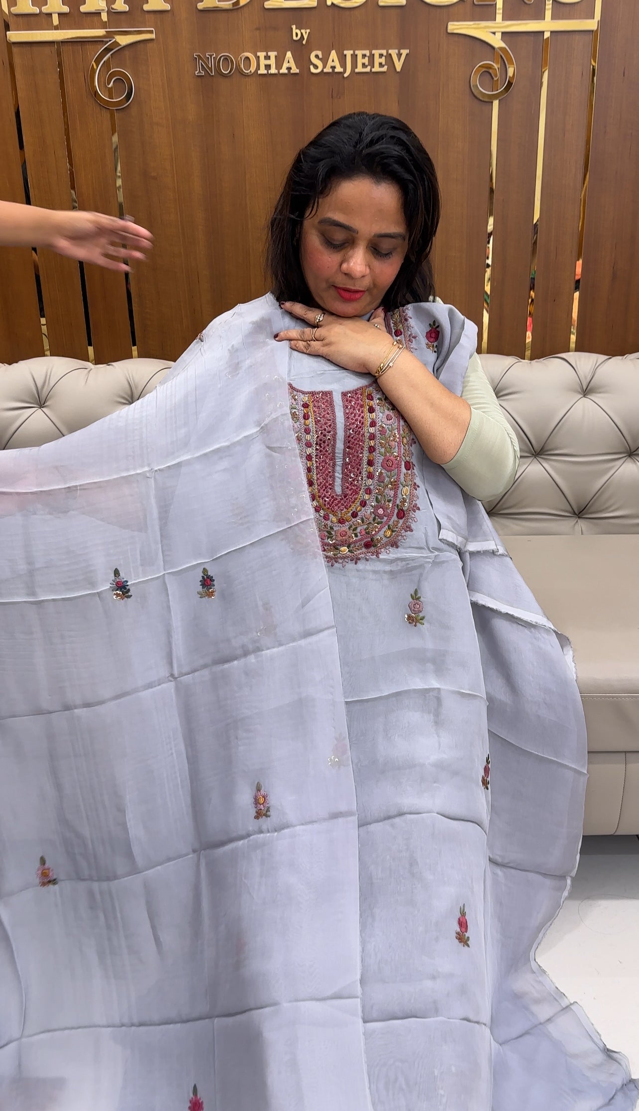 VISCOSE ORGANZA UNSTITCHED SALWAR SUITS - IHA 25759