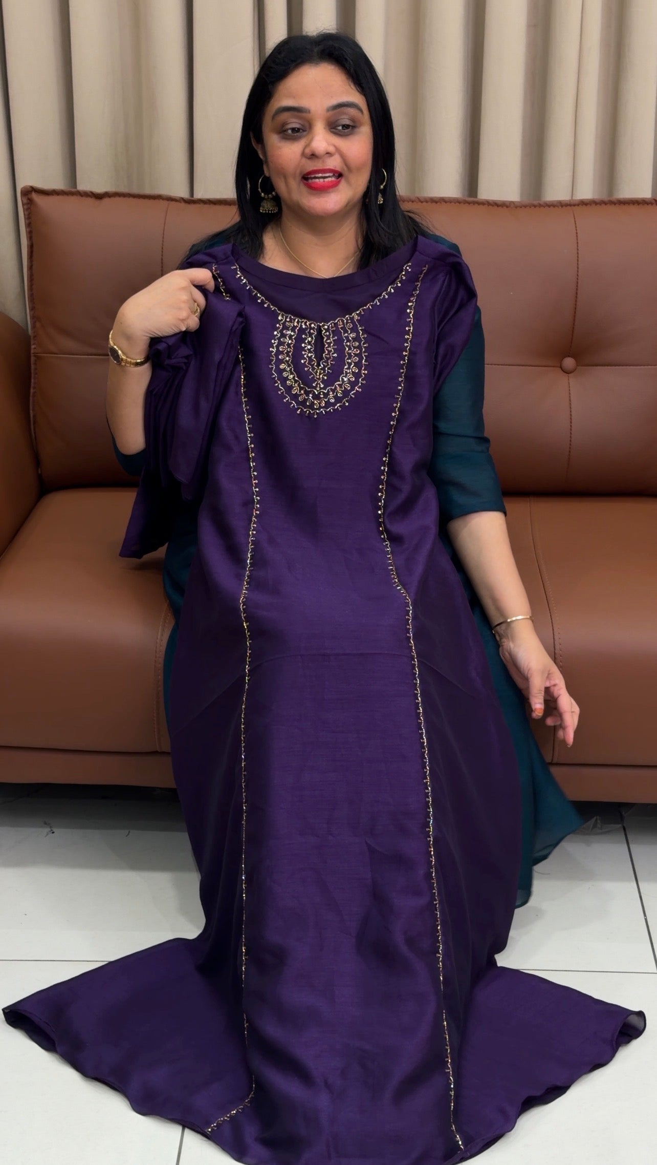IHA'S IN-HOUSE HAND WORKED ALINE TOP AND DUPATTA - IHA 34007
