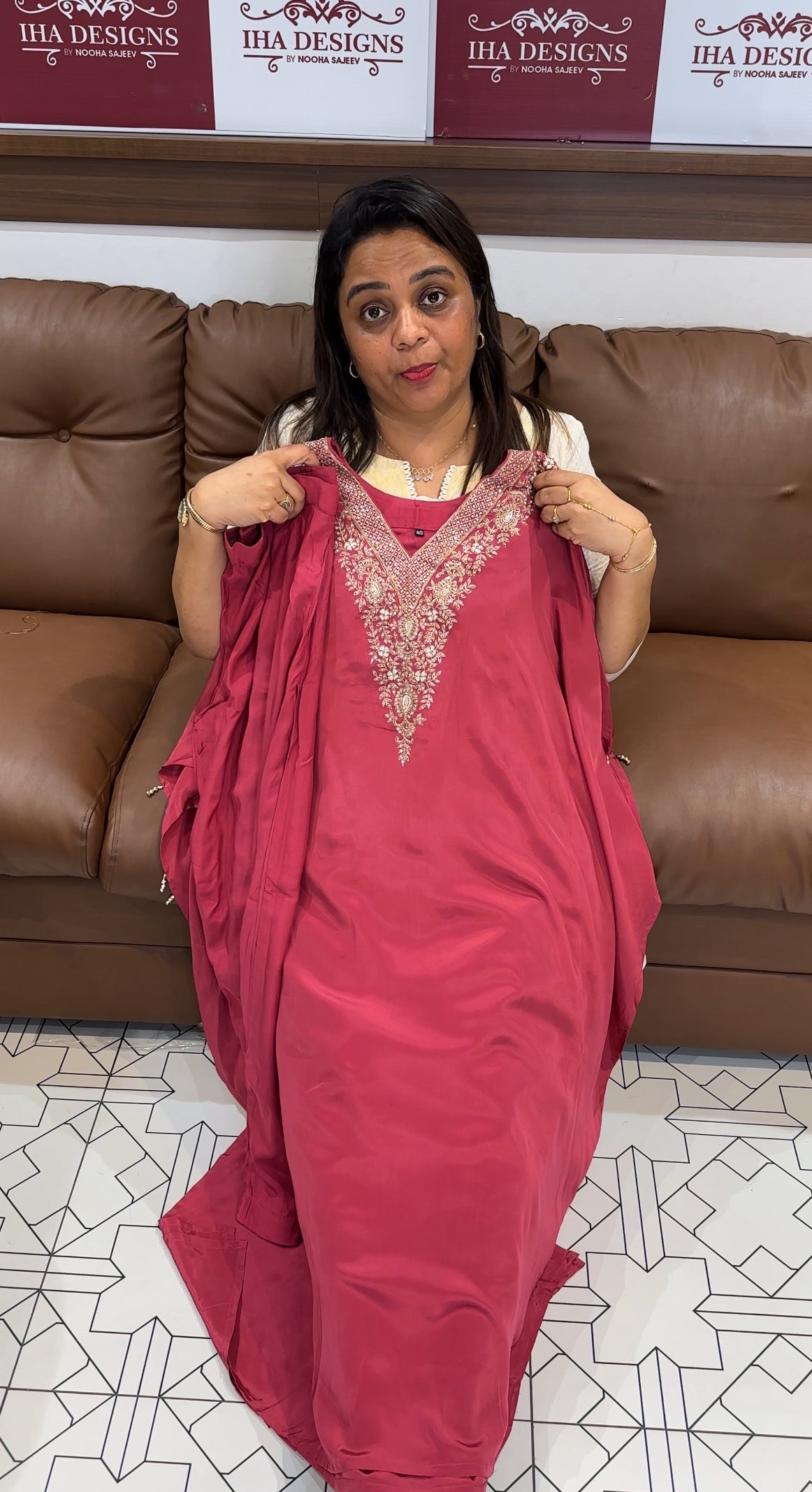 CRAPE SILK KAFTAN TOP AND BOTTOM - IHA 25157