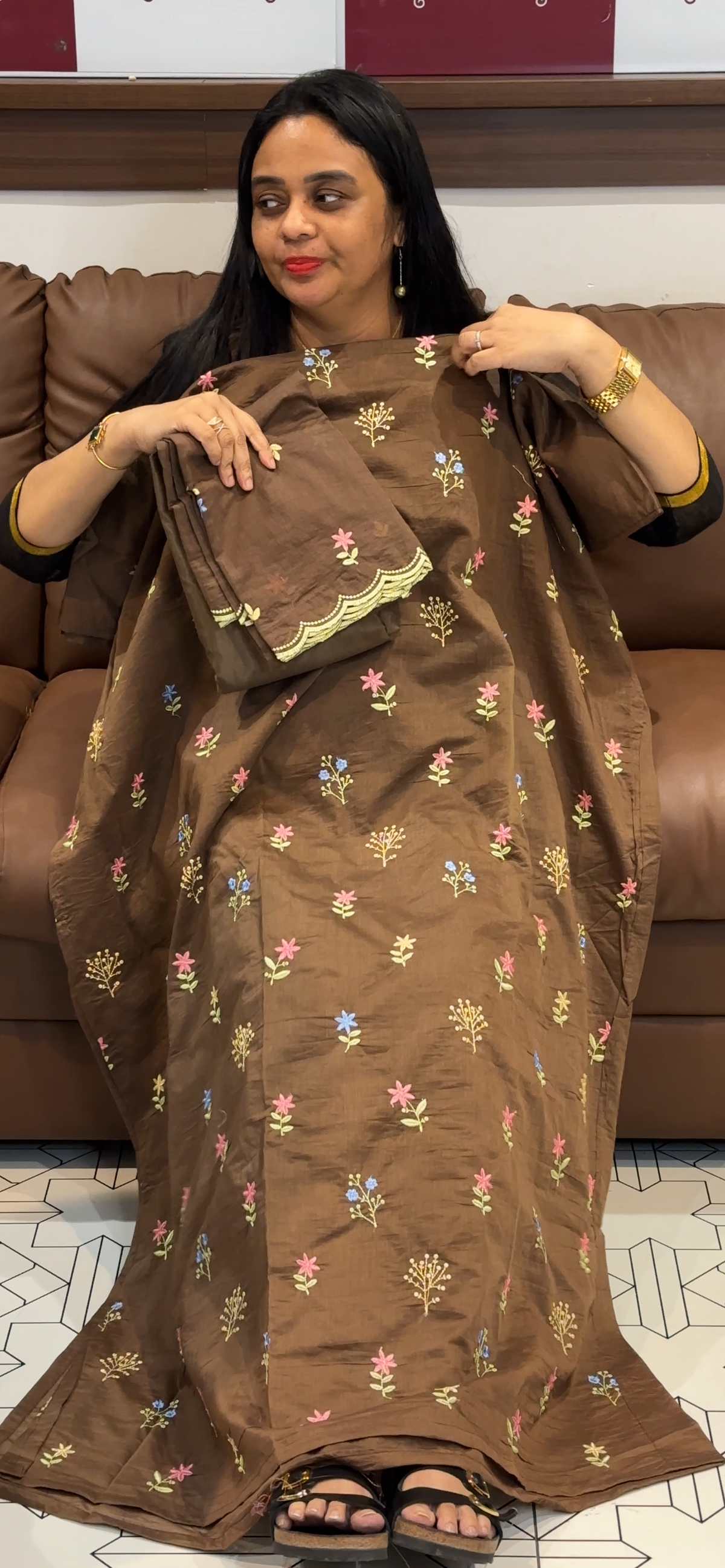MUL CHANDERI UNSTITCHED SALWAR SUITS - IHA 35537