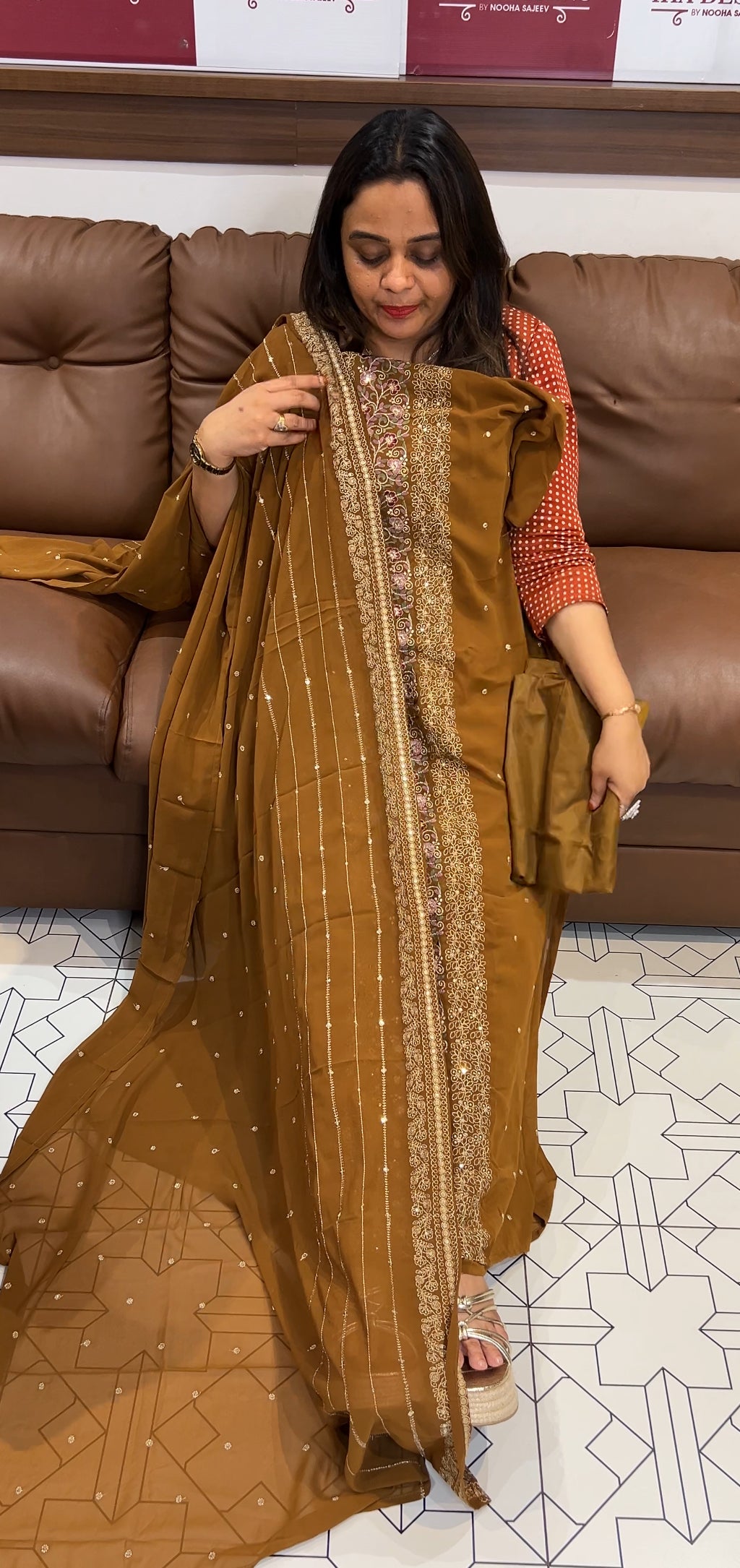 FAUX FGEORGETTE UNSTITCHED SALWAR SUITS - IHA 22798