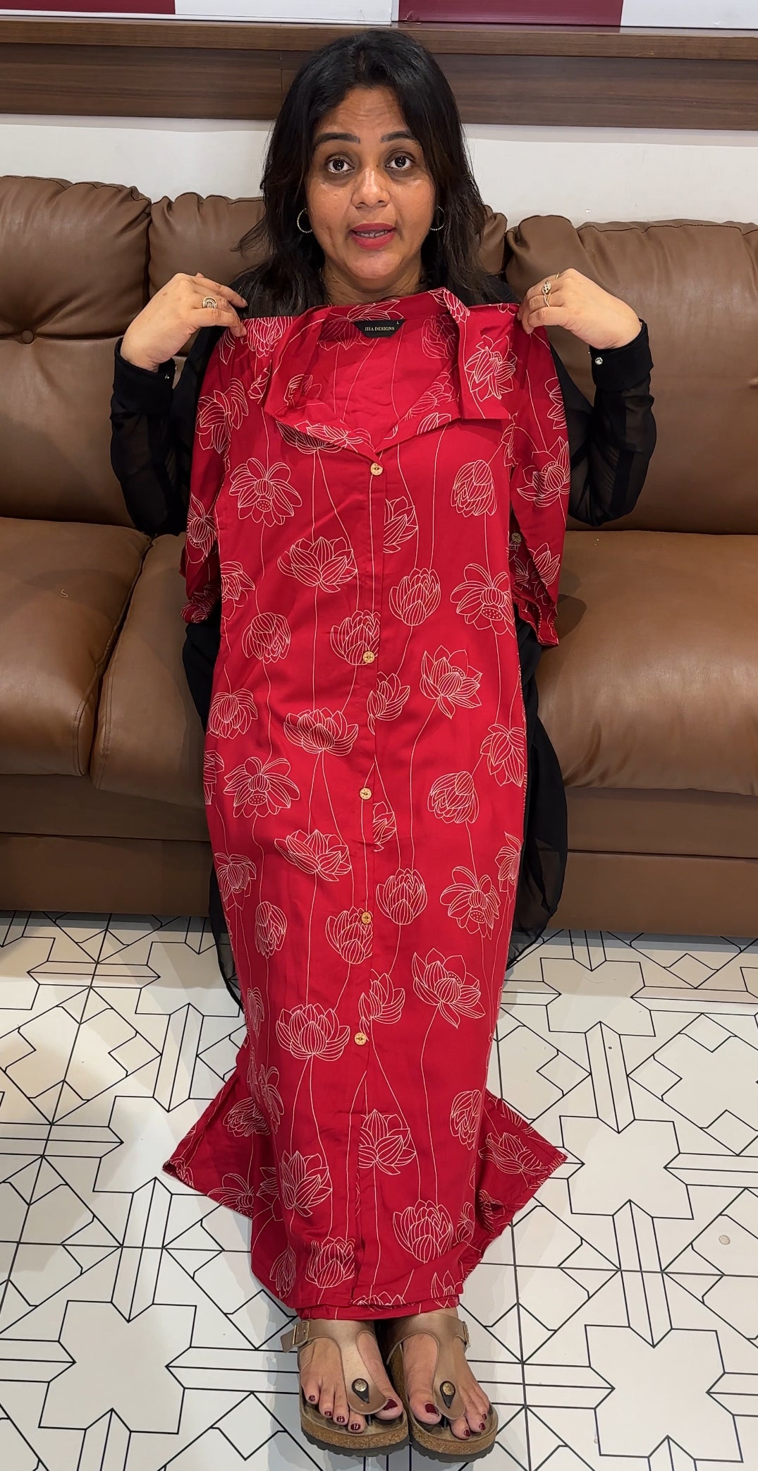 PRINTED LONG A-LINE FROCKS - IHA 26206