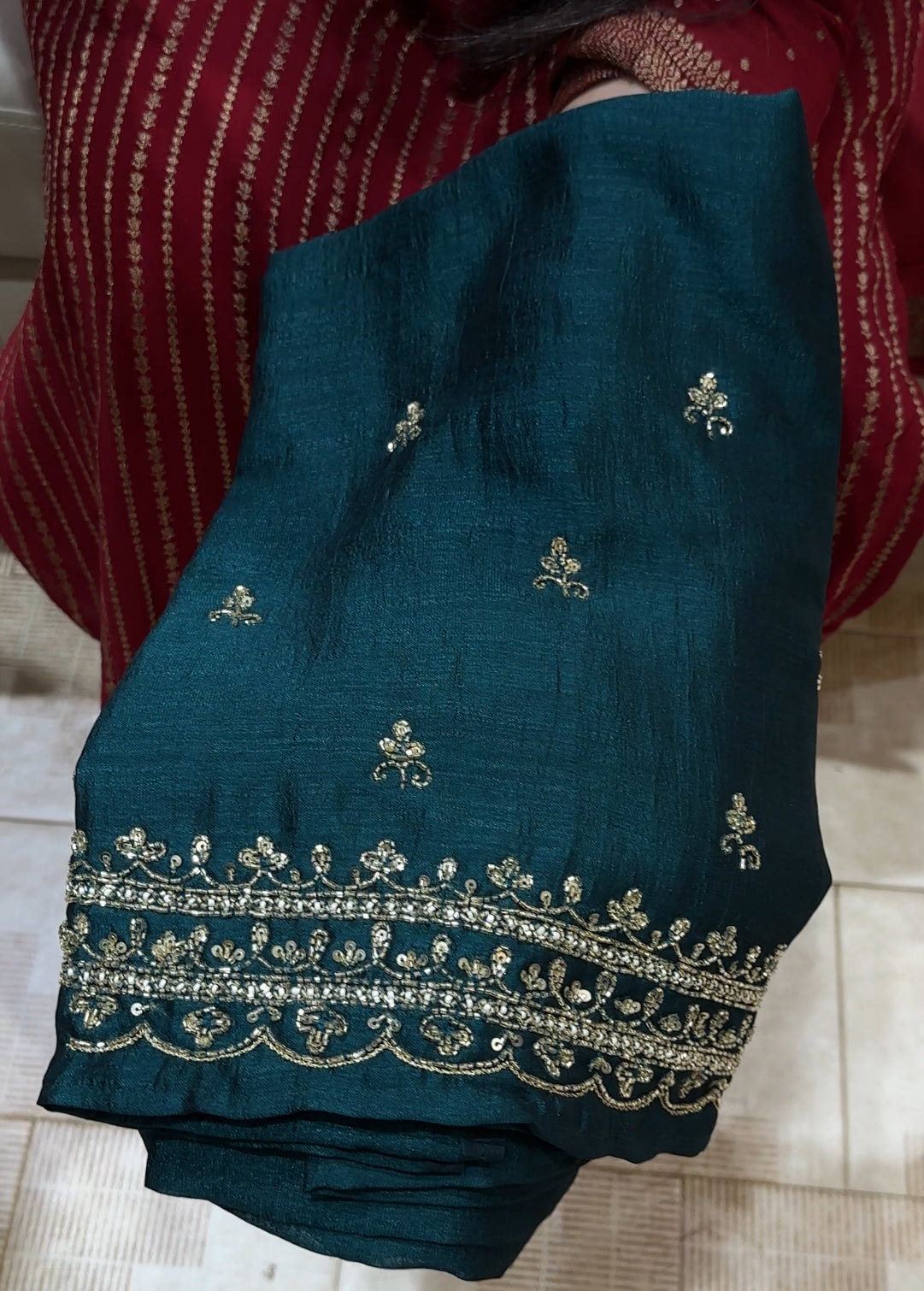 HAND WORKED BLOUSE MATERIAL - IHA 22260