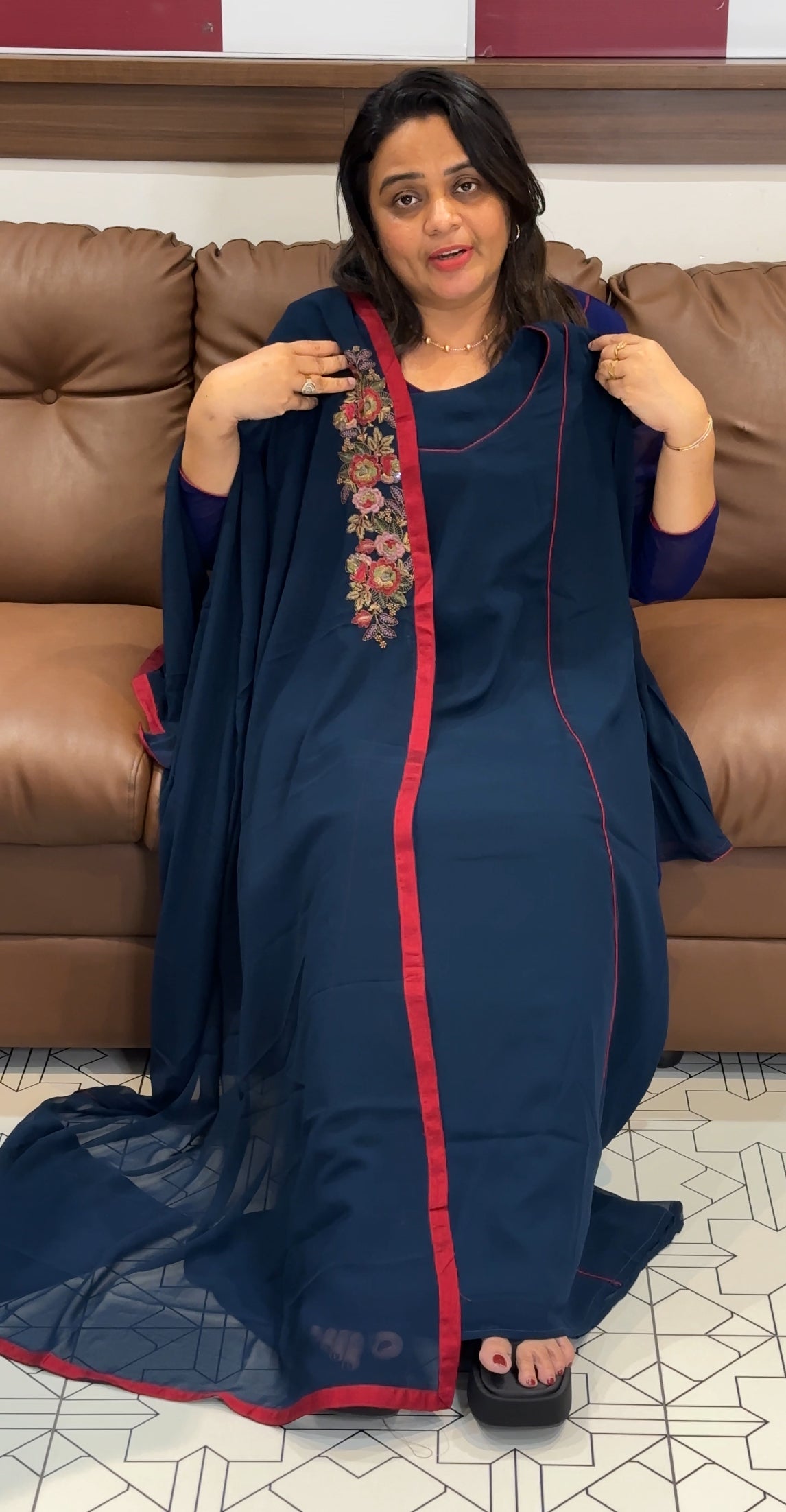 IHA'S IN-HOUSE GEORGETTE ALINE TOP AND DUPATTA - IHA 27874