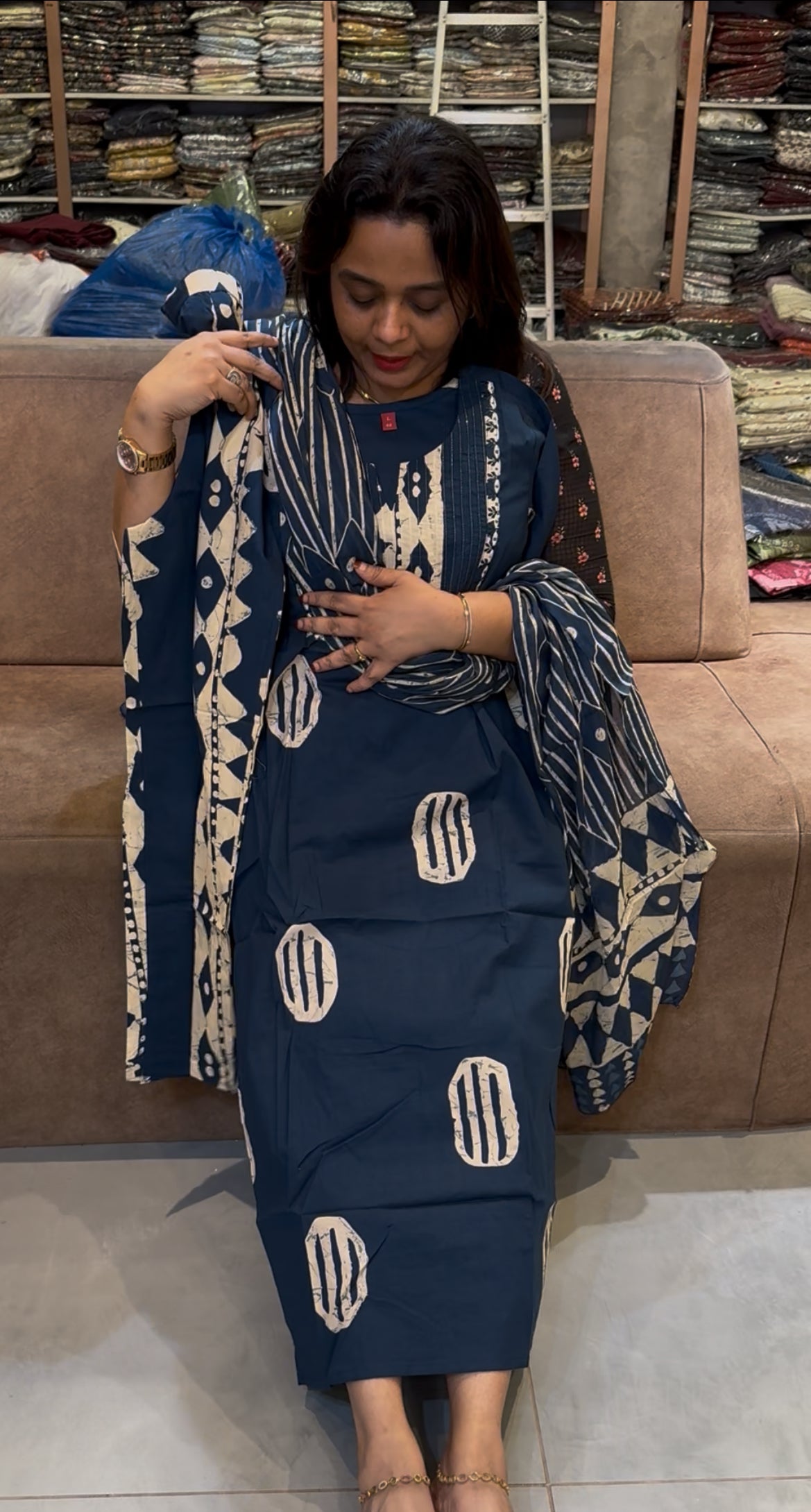 COTTON TOP, BOTTOM AND DUPATTA - IHA 25255