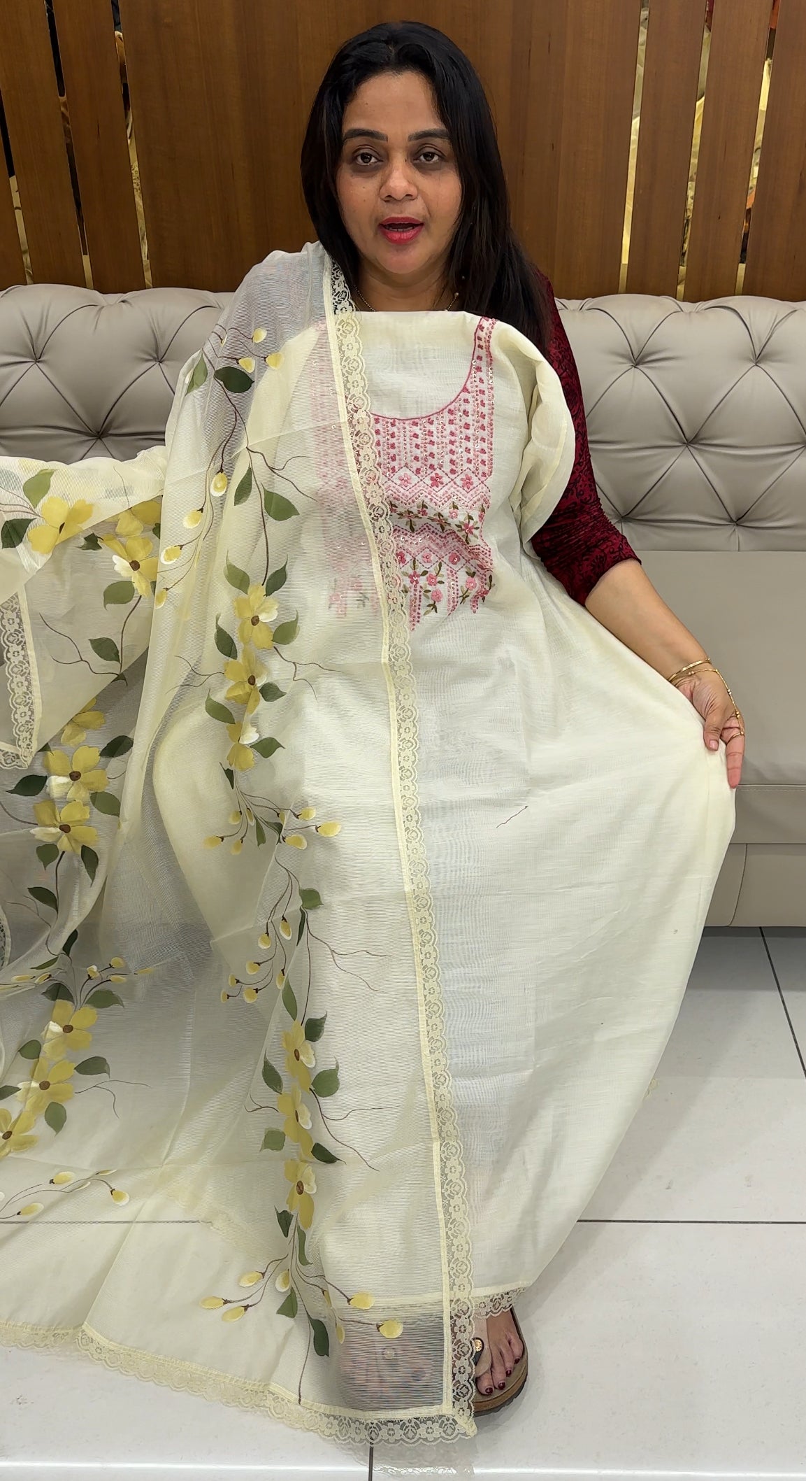 MALAI CHANDERI UNSTITCHED SALWAR SUITS - IHA 26395