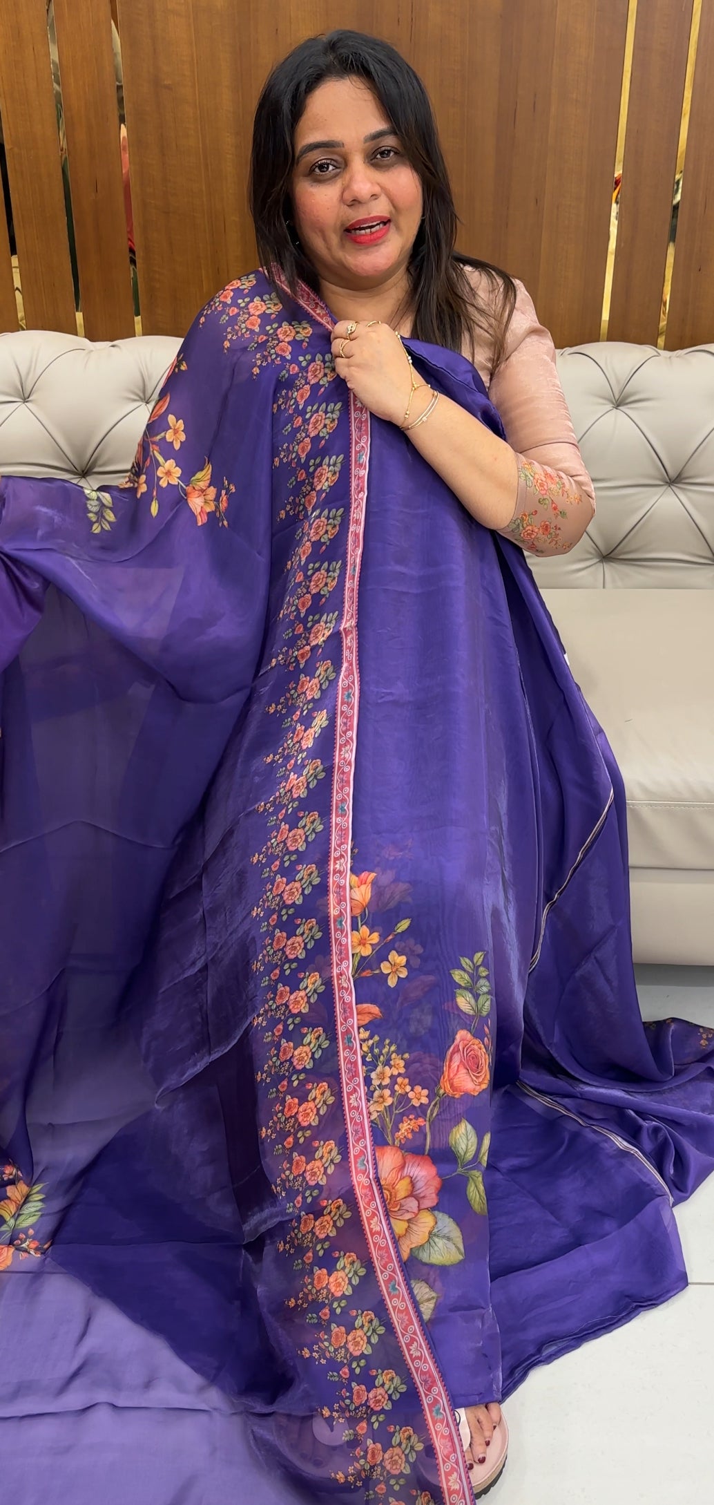 FORWARD VELVET ORGANZA TOP,BOTTOM AND DUPATTA - IHA 26806