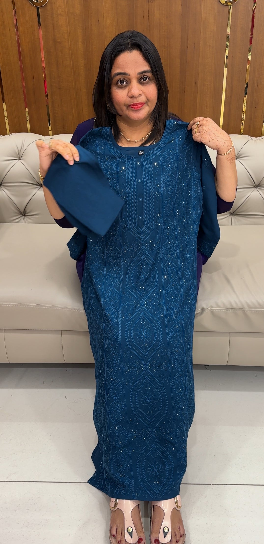 LUCKNOWI CHIKANKARI TOP AND BOTTOM - IHA 27541