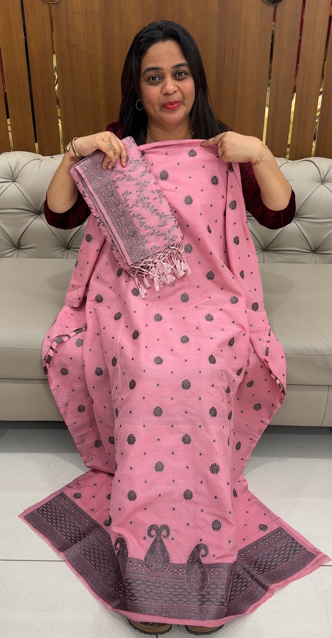 SEMI BANARASI UNSTITCHED SALWAR SUITS - IHA 26393