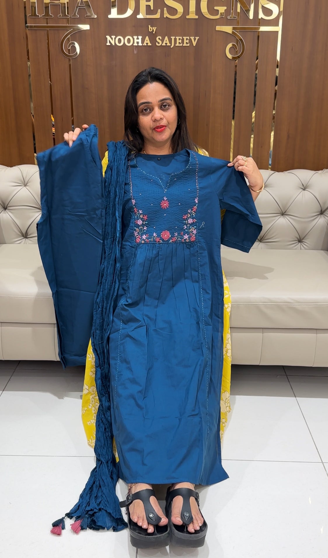 COTTON HAND WORKED TOP, BOTTOM AND DUPATTA - IHA 24054