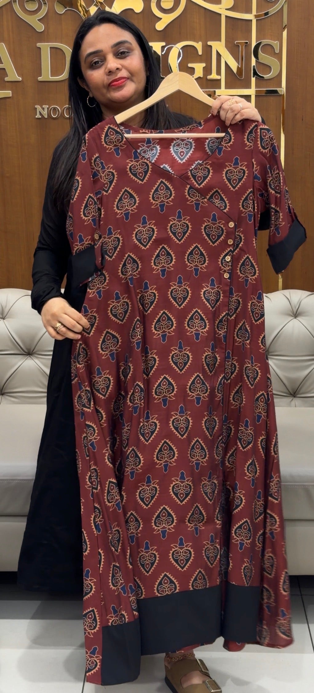 IHA'S IN-HOUSE PRINTED MUSLIN ALINE TOPS - IHA 33252