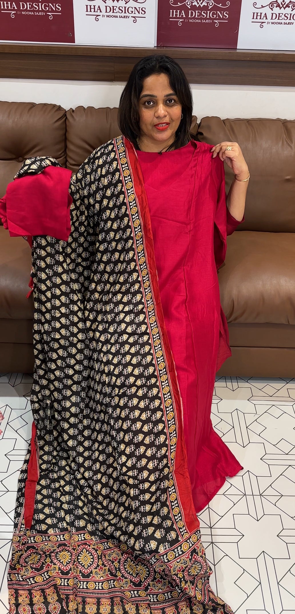 SEMI RAW SILK TOP,BOTTOM AND DUPATTA - IHA 25506