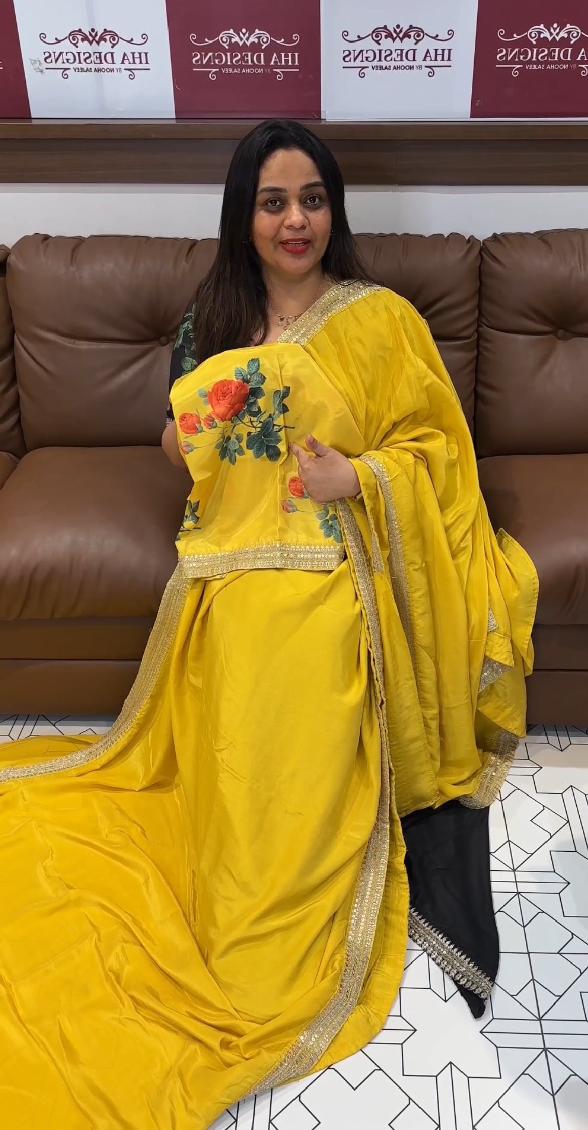 IHA'S IN-HOUSE PLATINUM CHIFFON SAREES - IHA 22174