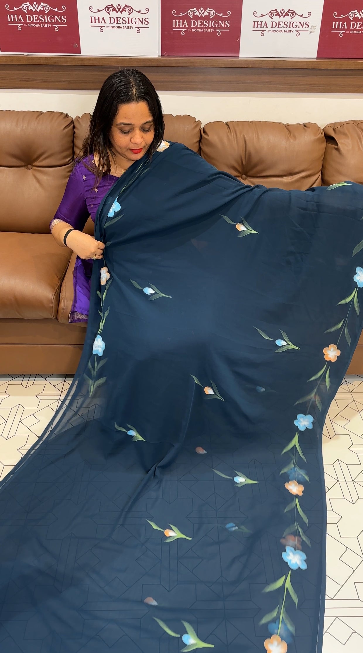 HAND PAINTED SAREE - IHA 21528
