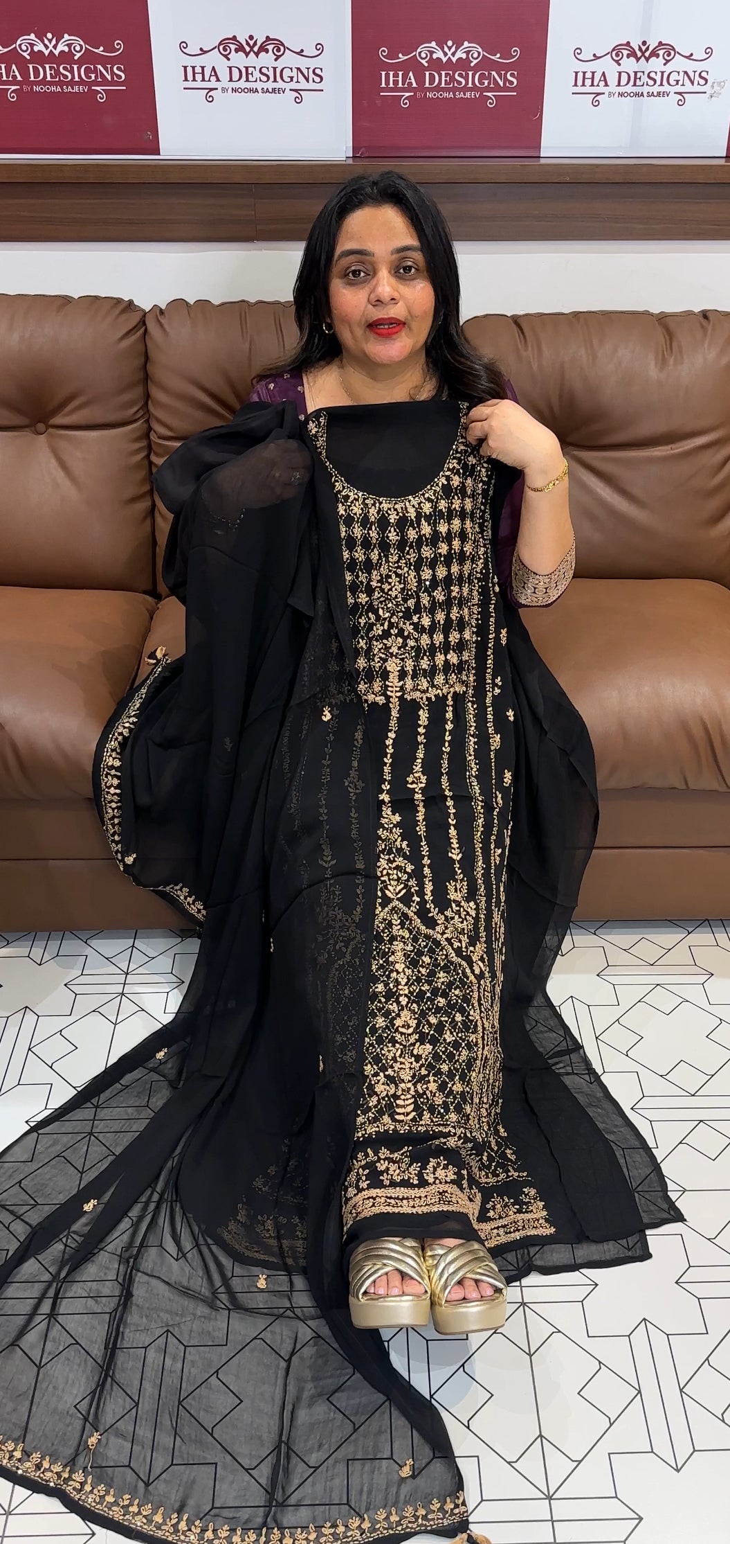 HAND WORKED UNSTITCHED SALWAR SUITS - IHA 22155