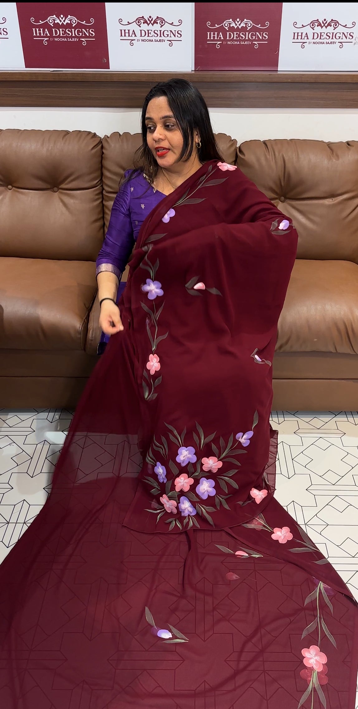 HAND PAINTED SAREE - IHA 21528