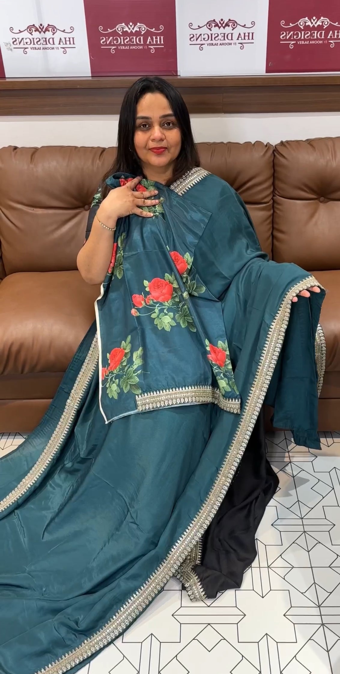 IHA'S IN-HOUSE PLATINUM CHIFFON SAREES - IHA 22174