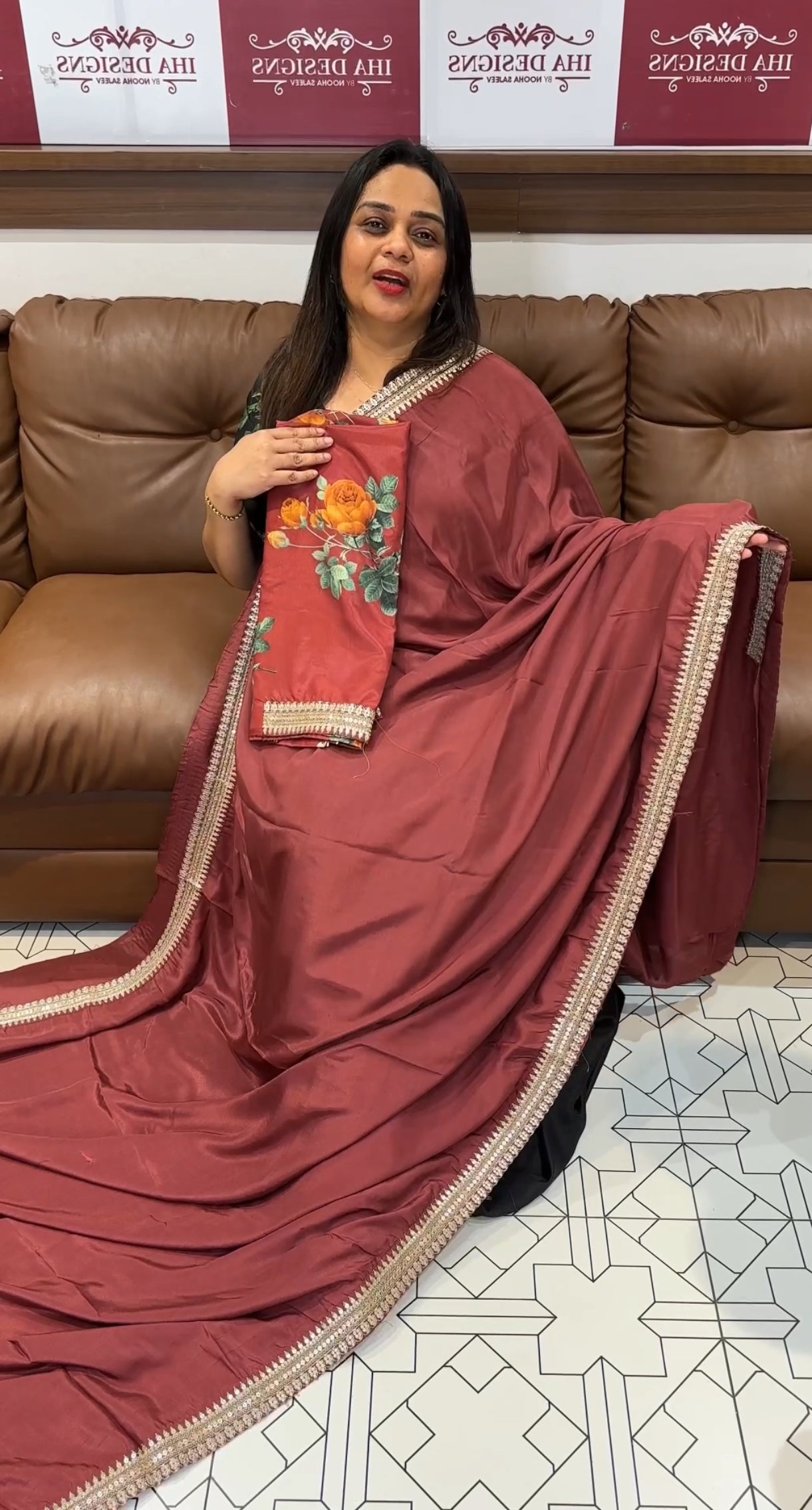 IHA'S IN-HOUSE PLATINUM CHIFFON SAREES - IHA 22174