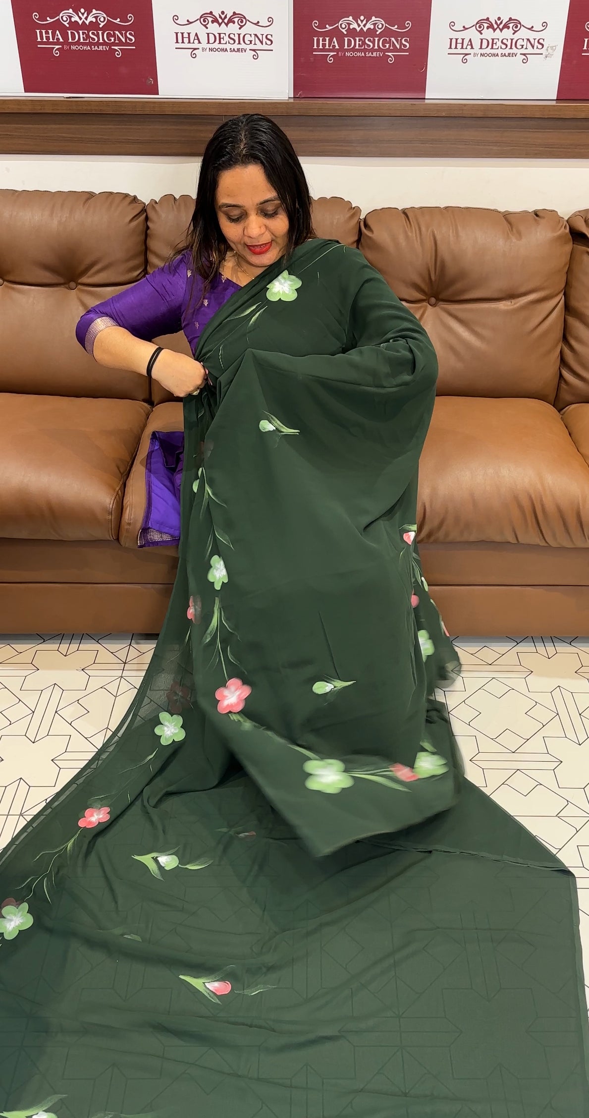 HAND PAINTED SAREE - IHA 21528