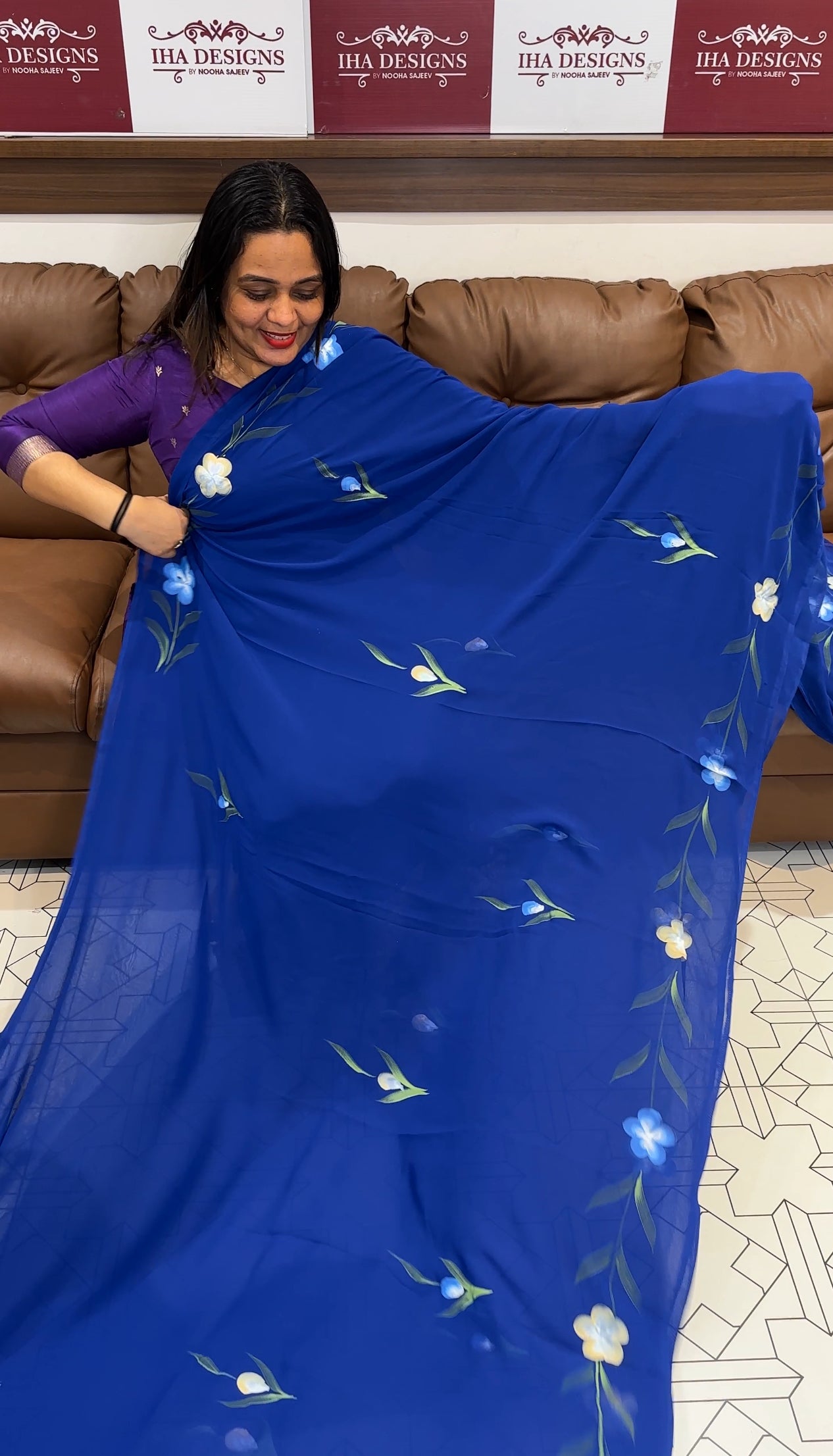 HAND PAINTED SAREE - IHA 21528