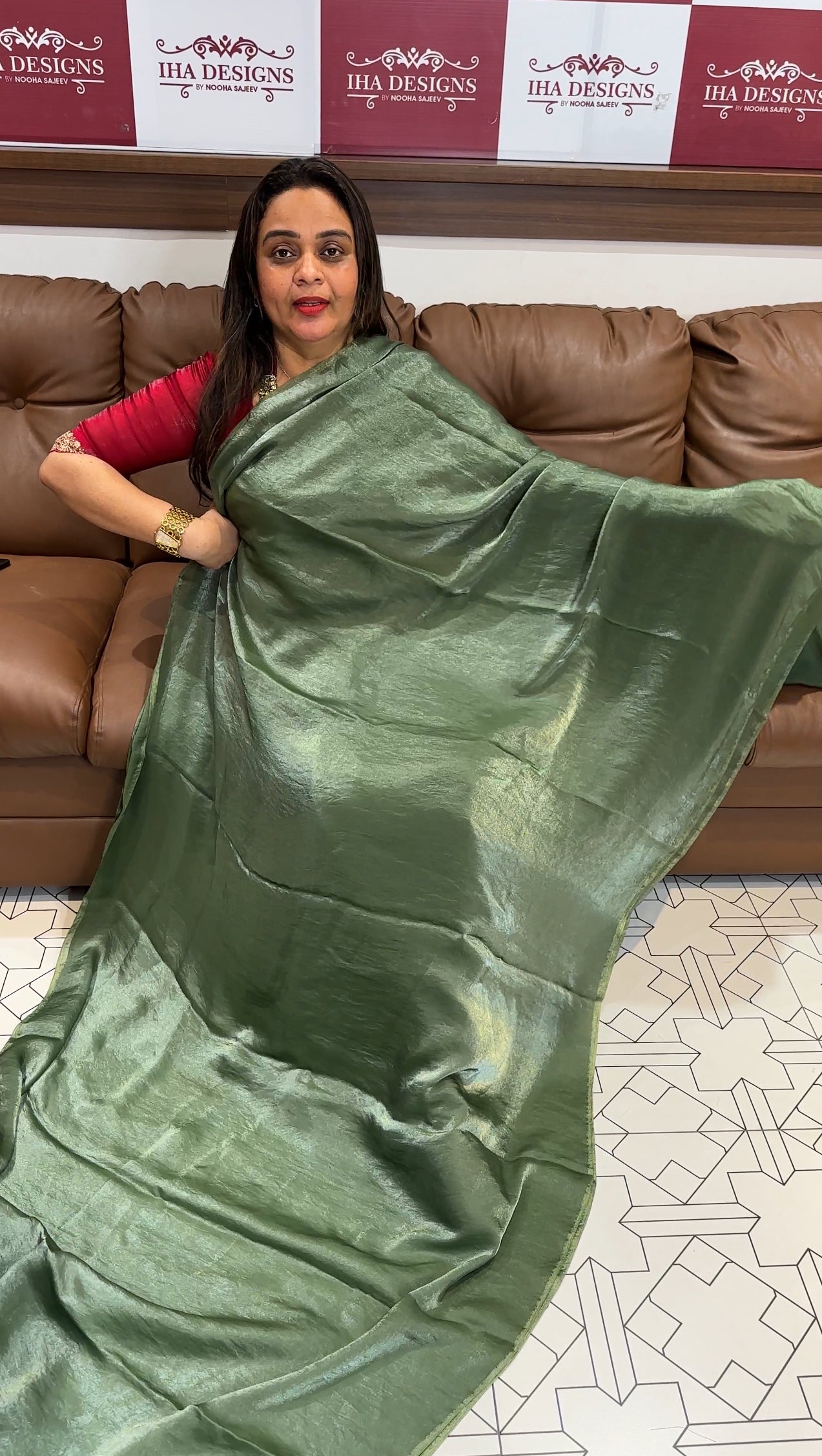 VELVET ORGANZA SAREES - IHA 23652
