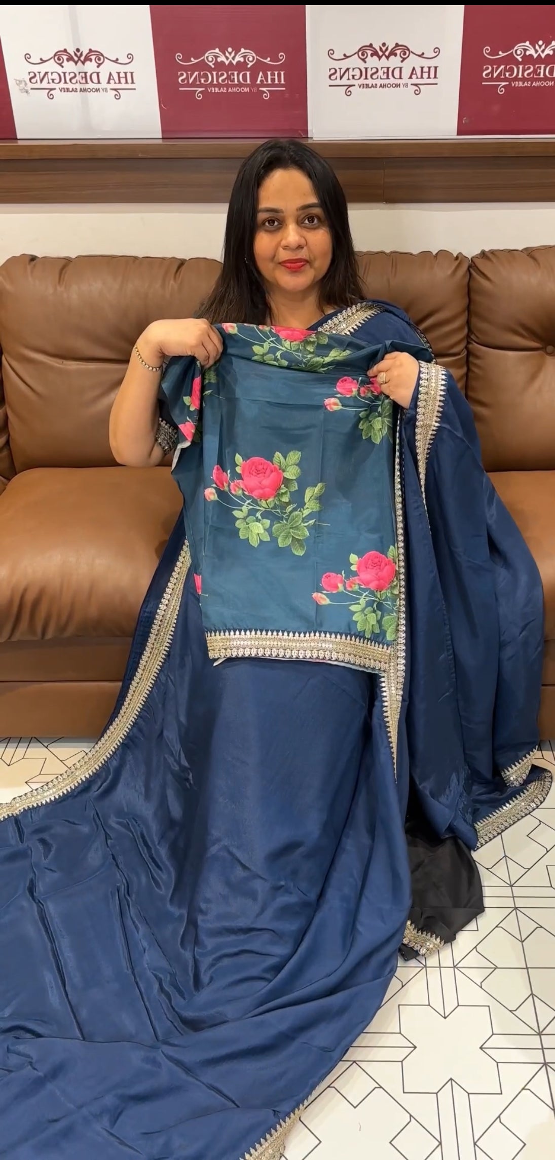IHA'S IN-HOUSE PLATINUM CHIFFON SAREES - IHA 22174