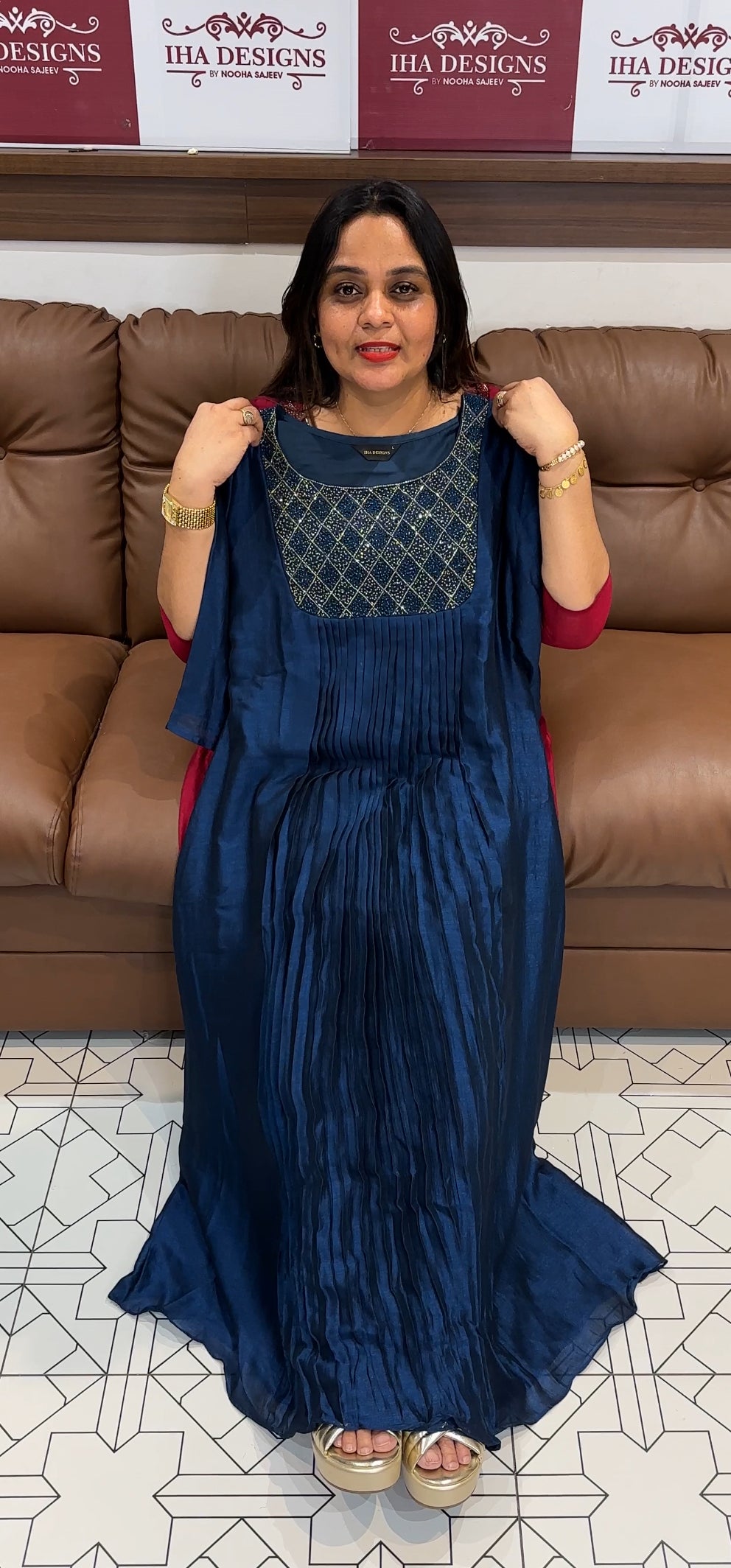 IHA'S IN-HOUSE SEMI RAW SILK ALINE TOPS - IHA 28843